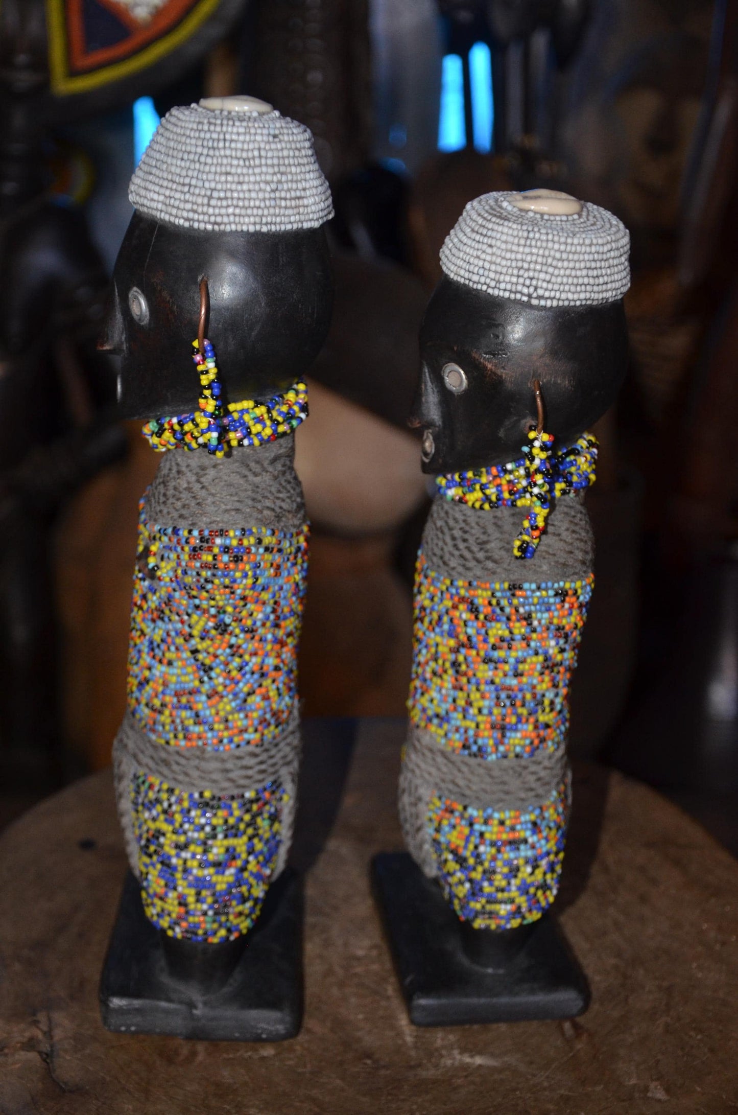 Cameroonian Namji Doll | Hand-Beaded Tribal Statue | Authentic Fertility Talisman