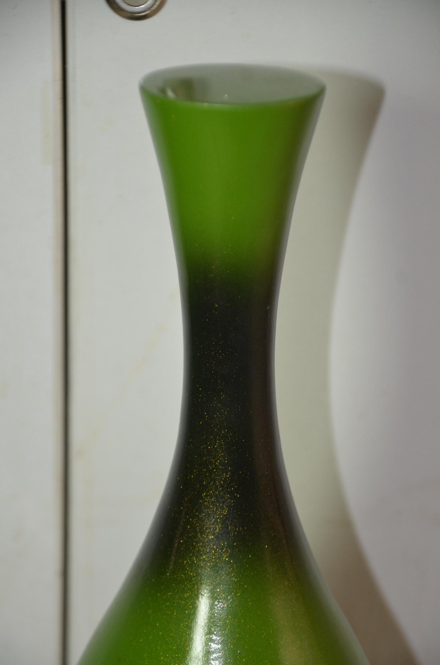 Tall Wooden Floor Vase | Apple Green Black Ombre Trumpet Vessel, Nordic Decor