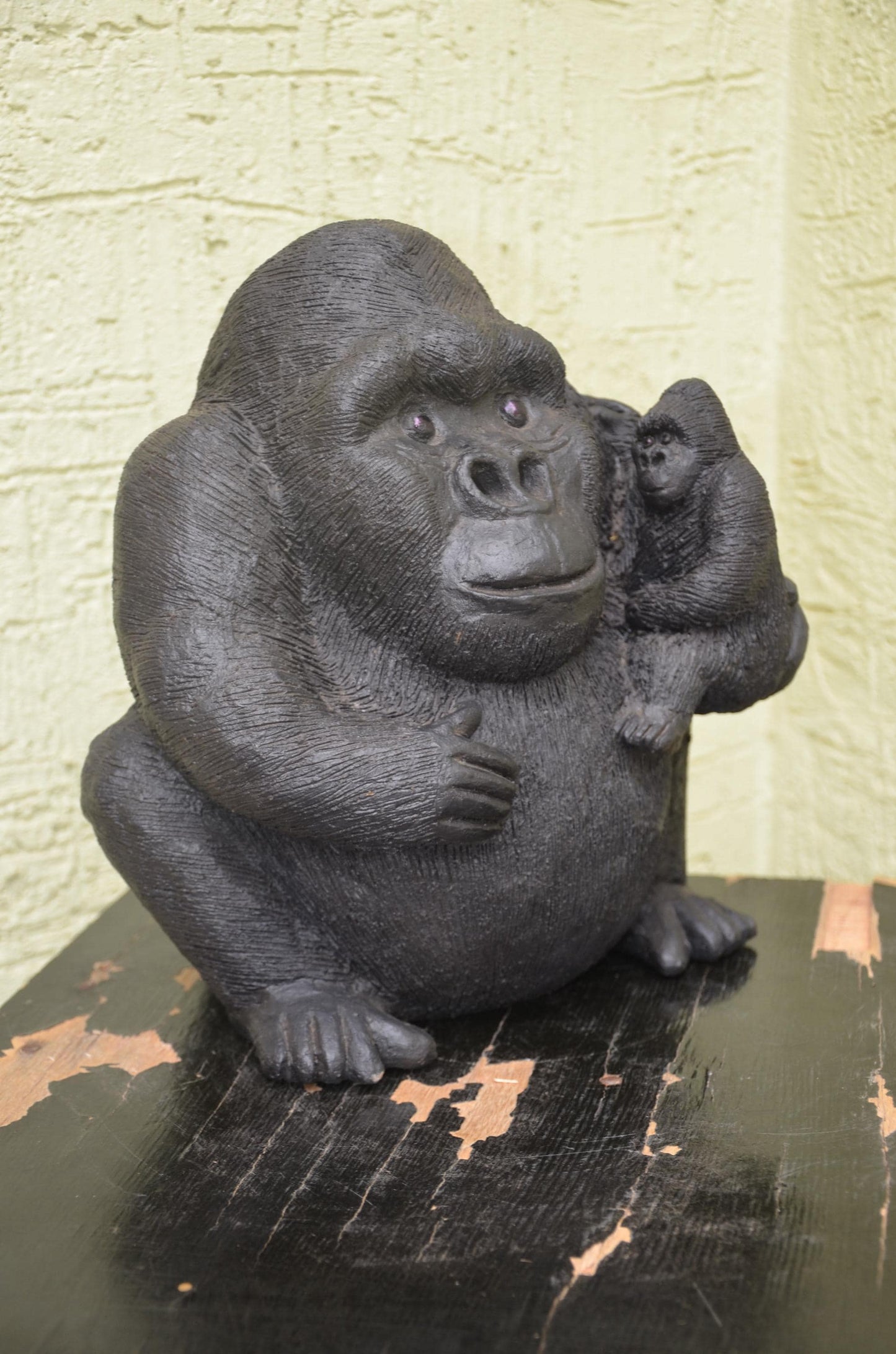 Handcrafted Clay Sculpture | Mother Gorilla and Infant