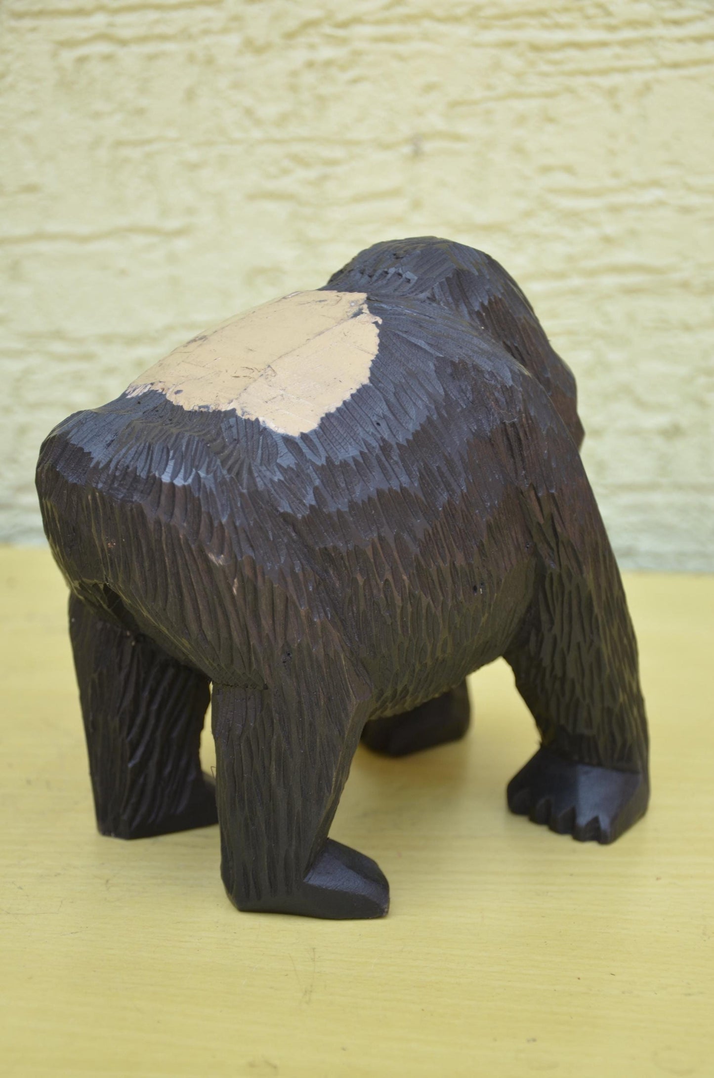 Hand Carved Wooden Mountain Gorilla Sculpture | Wildlife Art