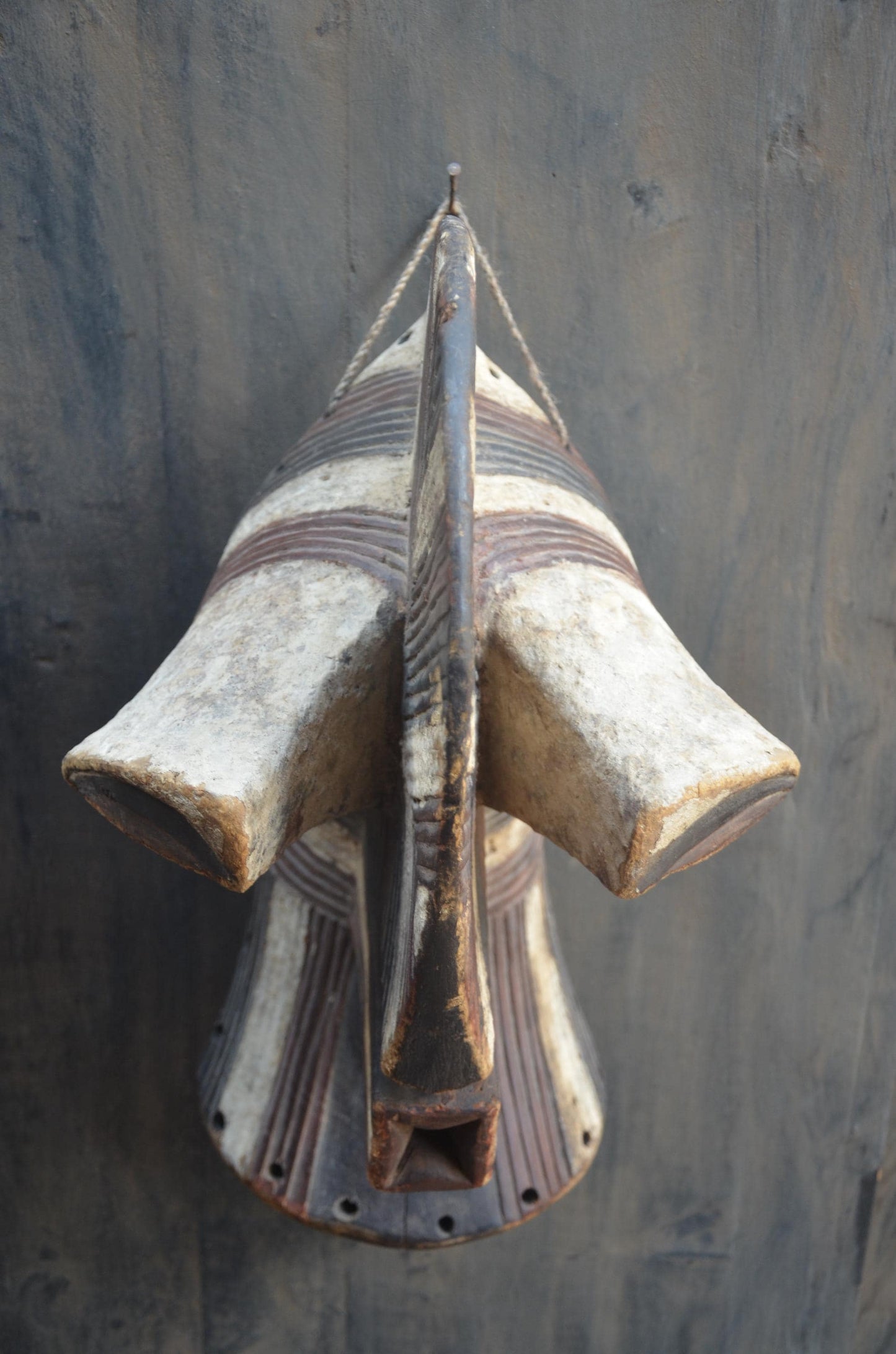 Songye Kifwebe Mask - 21" Authentic Male Masoko Mask, Large Congo Tribal Wall Sculpture and African Collectible Art