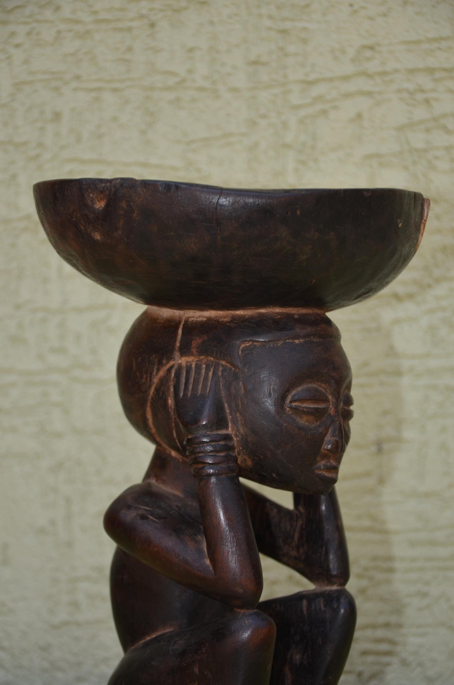 Authentic Luba Wooden Caryatid Stool | Congolese Art