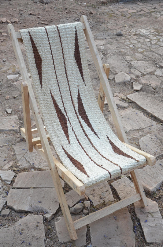 Hand-Woven African Sling Chair | Artisanal Folding Deck Chair