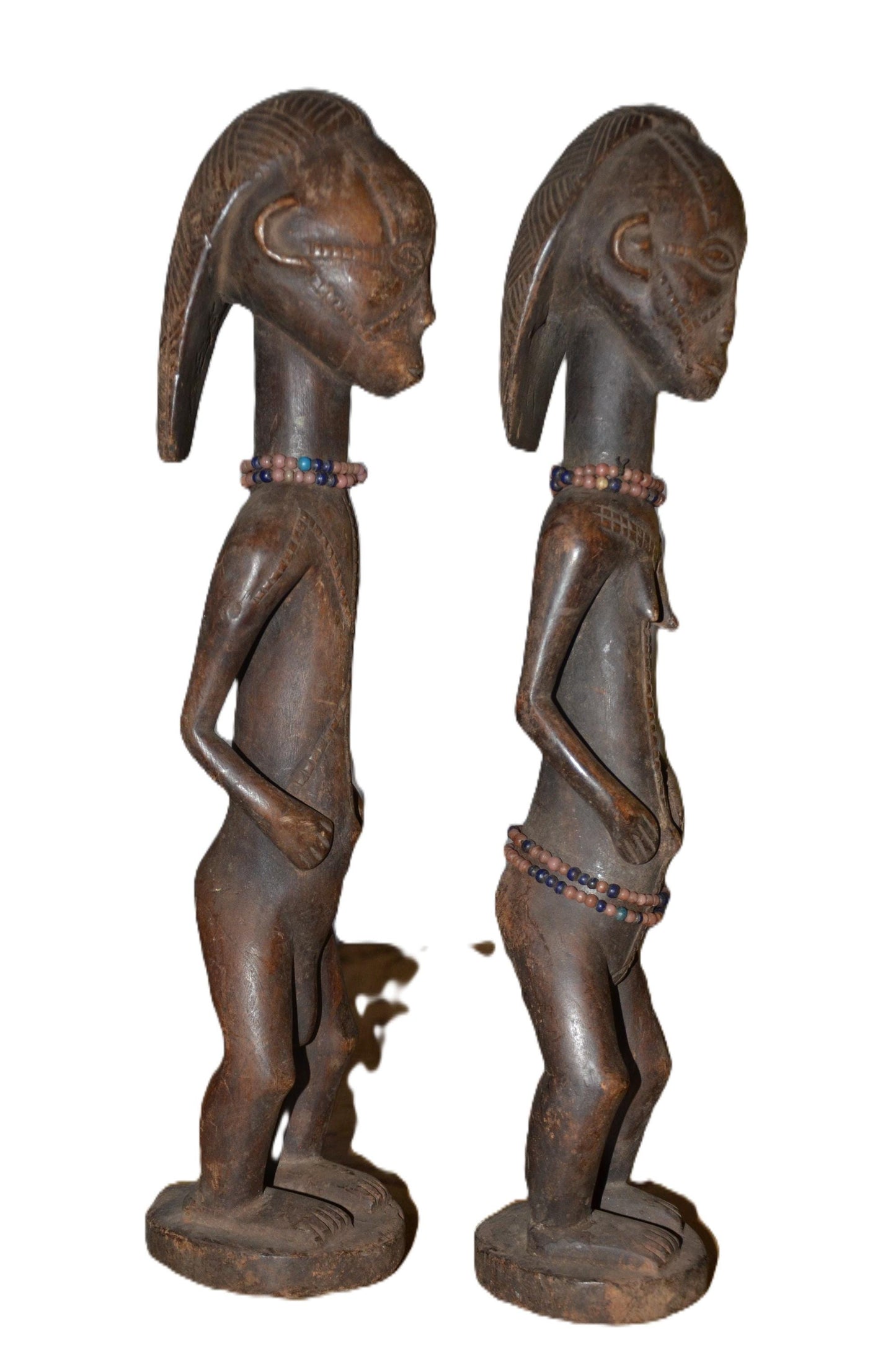 Tabwa Couple Statue | Authentic African Ancestral Art | Tribal Wood Carving