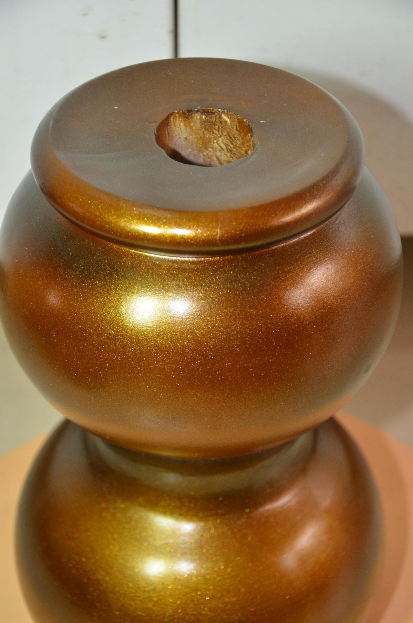 Wooden Gourd Vase – Metallic Bronze Gold Totem Vessel, Modern Nordic Home Decor