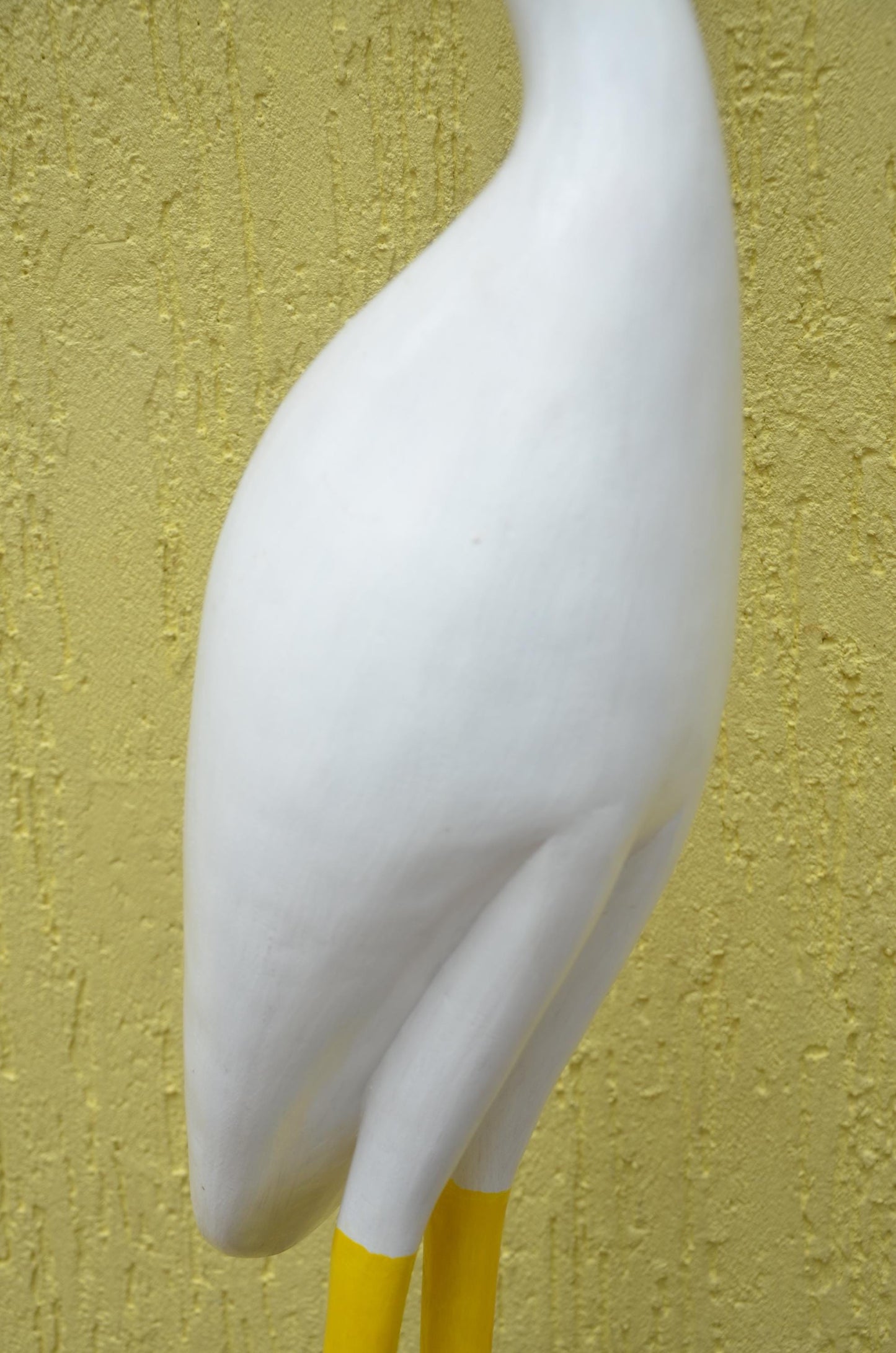 White Crane Garden Statue – 32" Hand-Carved Wood Egret Heron Outdoor Decor.