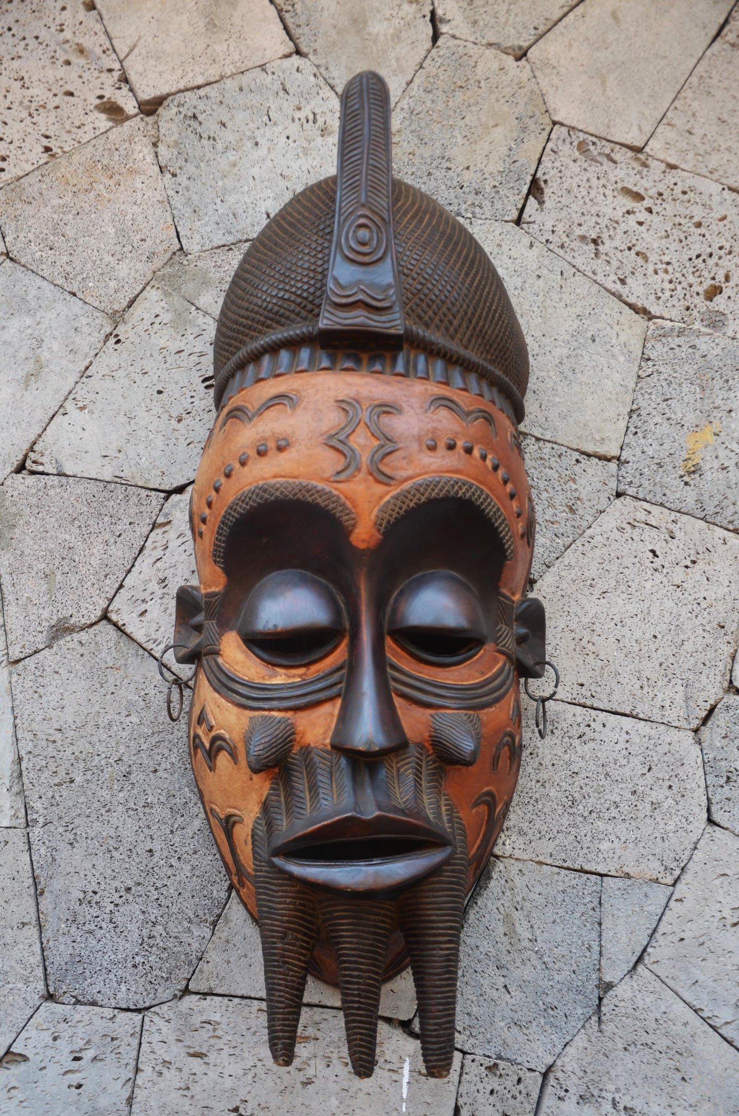 Authentic Lulua Helmet Mask | Congolese Tribal Art | Monumental