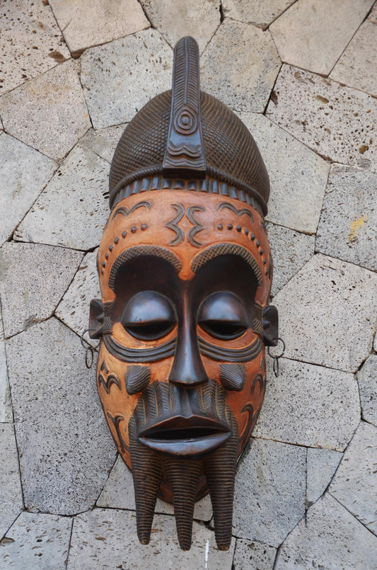Authentic Lulua Helmet Mask | Congolese Tribal Art | Monumental