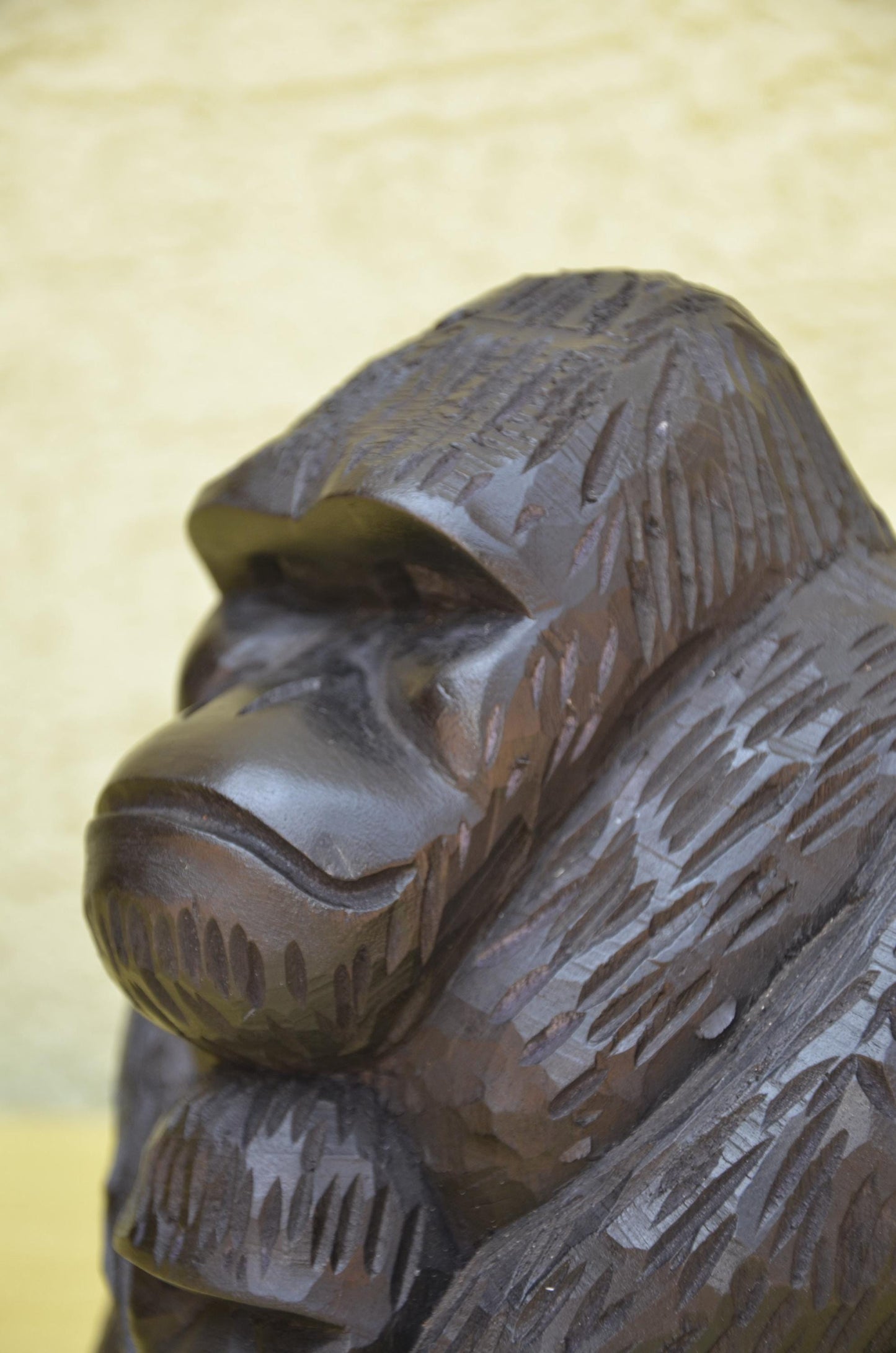 Hand Carved Wooden Mother and Baby Gorilla | Wildlife Art