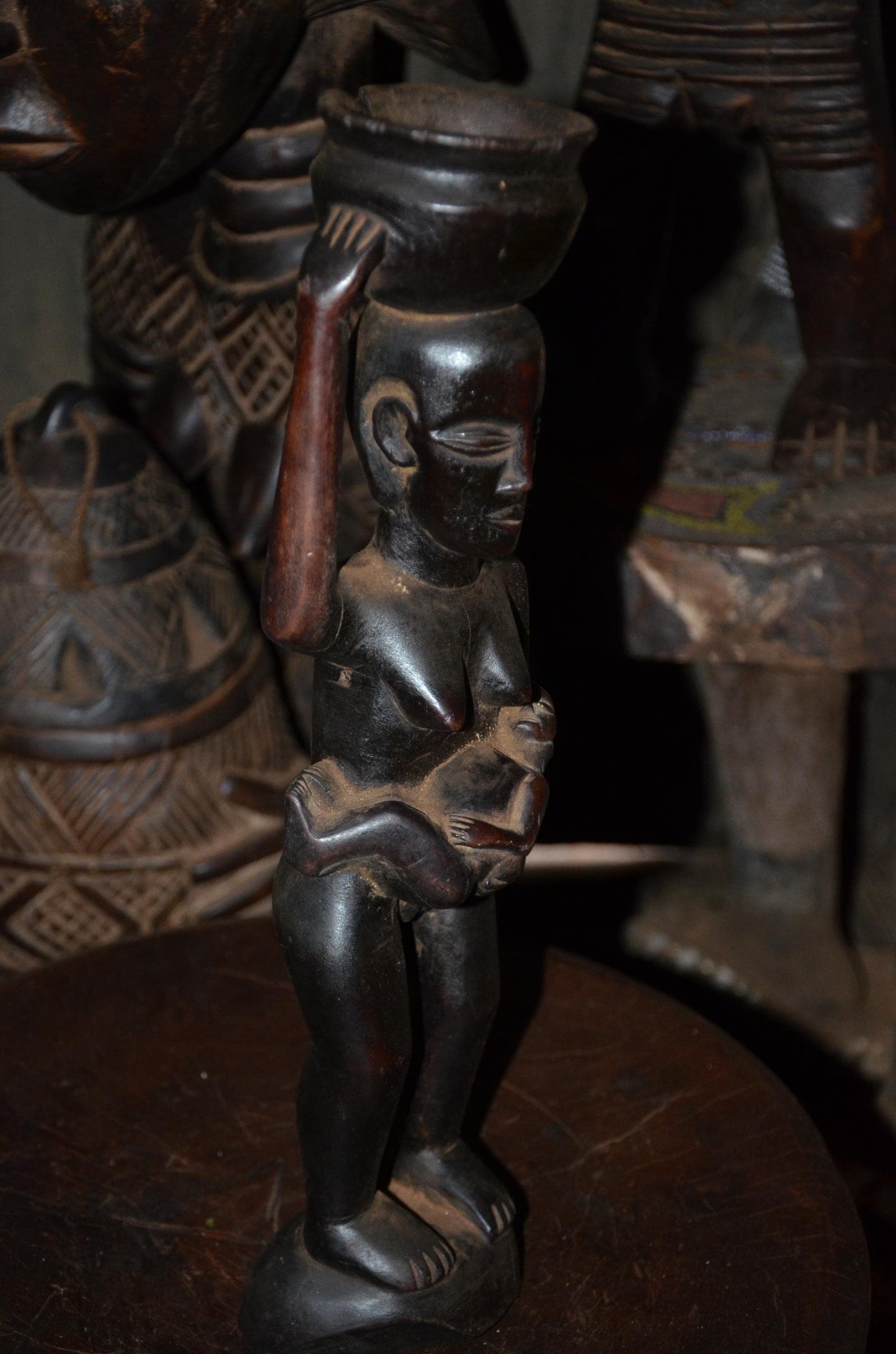 Authentic Luba Hemba Maternity | Tribal Basin Figure | Congolese Tribal Art