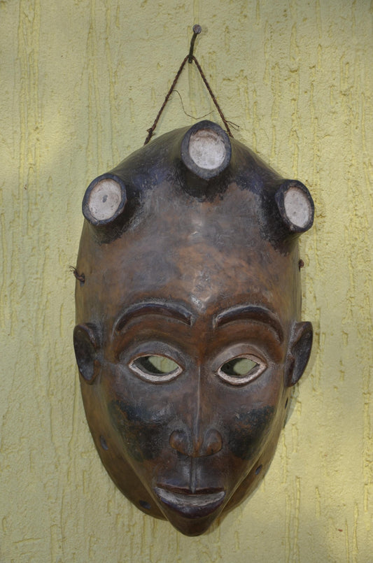 Baule Mask – 17" Hand-Carved Wood Mask – Ivory Coast Tribal Home Decor