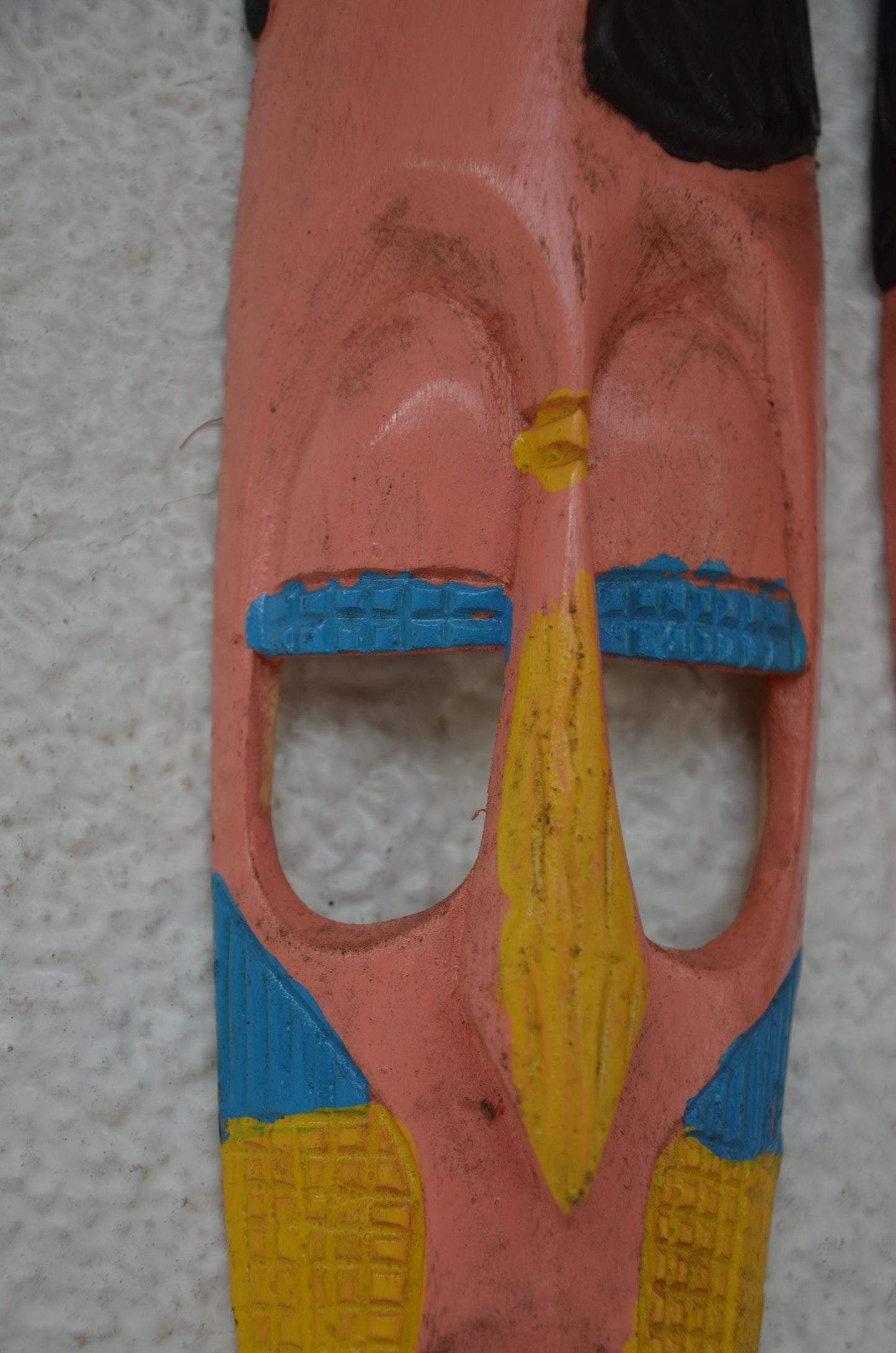 Hand-Carved Nyiginya Kingdom Peach Wooden Facemask Couple | African Tribal Wall Art Decor
