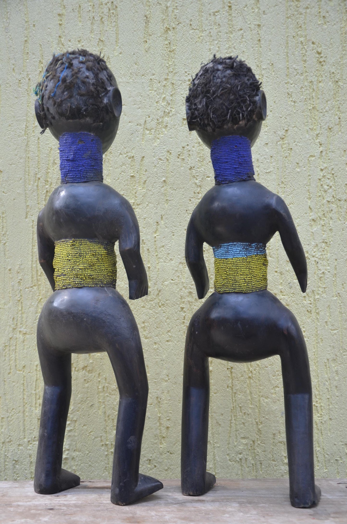 Namji Fertility Dolls – 30" Hand-Carved Beaded Dowayo Figures – Cameroon Art.
