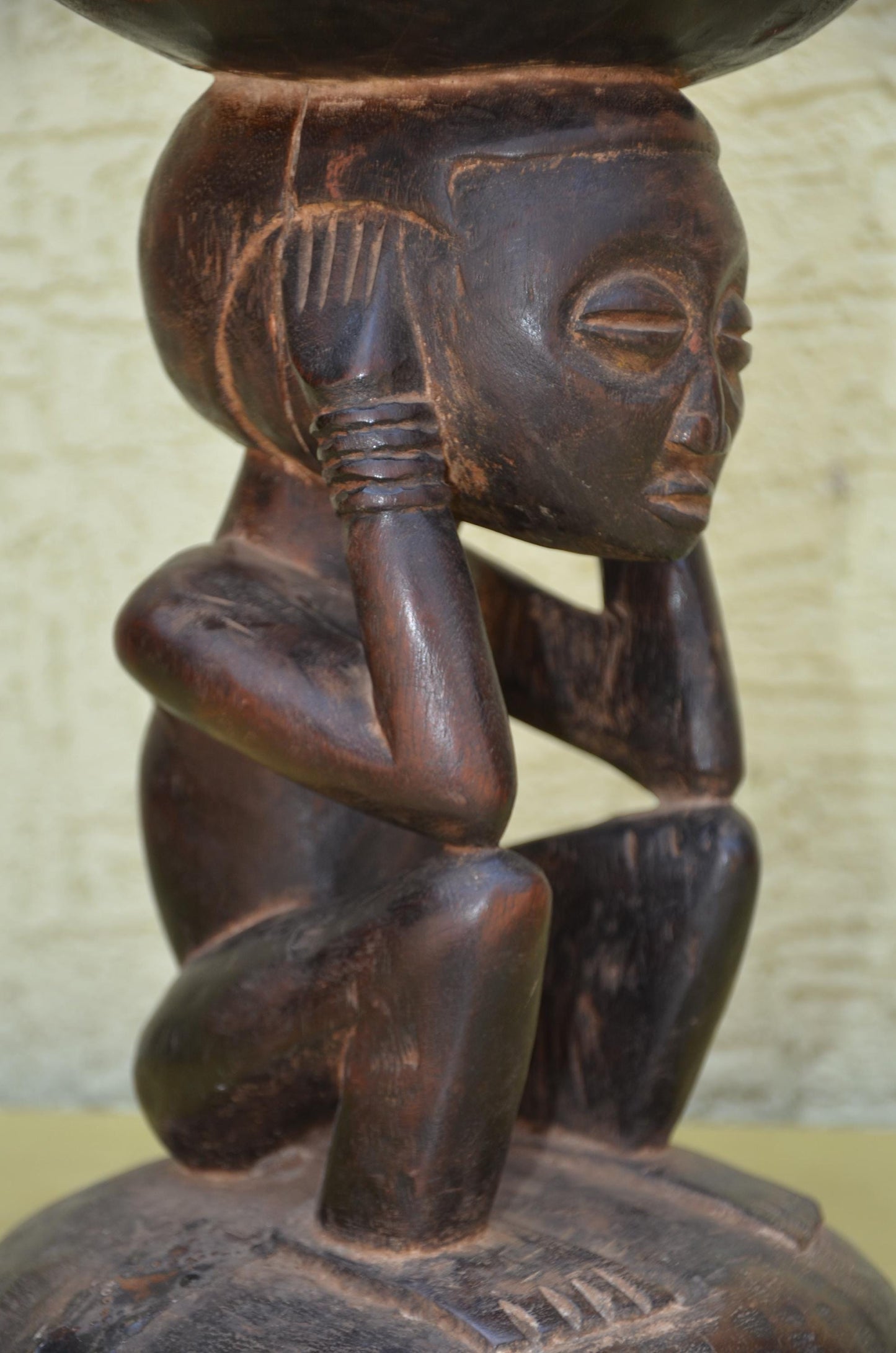 Authentic Luba Wooden Caryatid Stool | Congolese Art