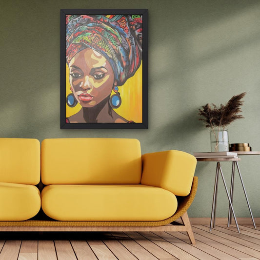 Peinture de femme africaine – Art mural de femmes nigérianes, art noir sur toile, décoration d'intérieur africaine, œuvre d'art culturelle acrylique peinte à la main