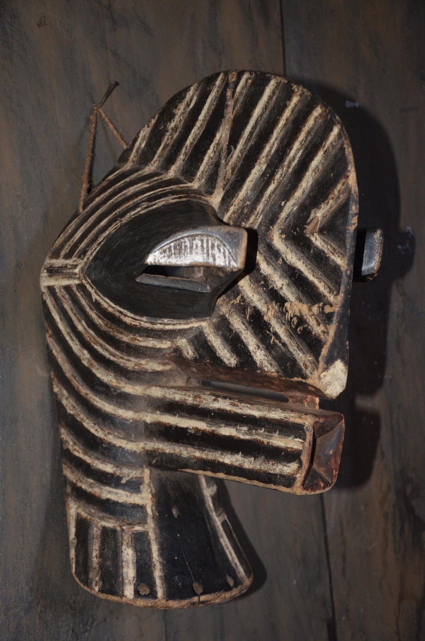Male Songye Kifwebe Mask – 19" Large Congo Tribal Wall Art – Wooden Decor