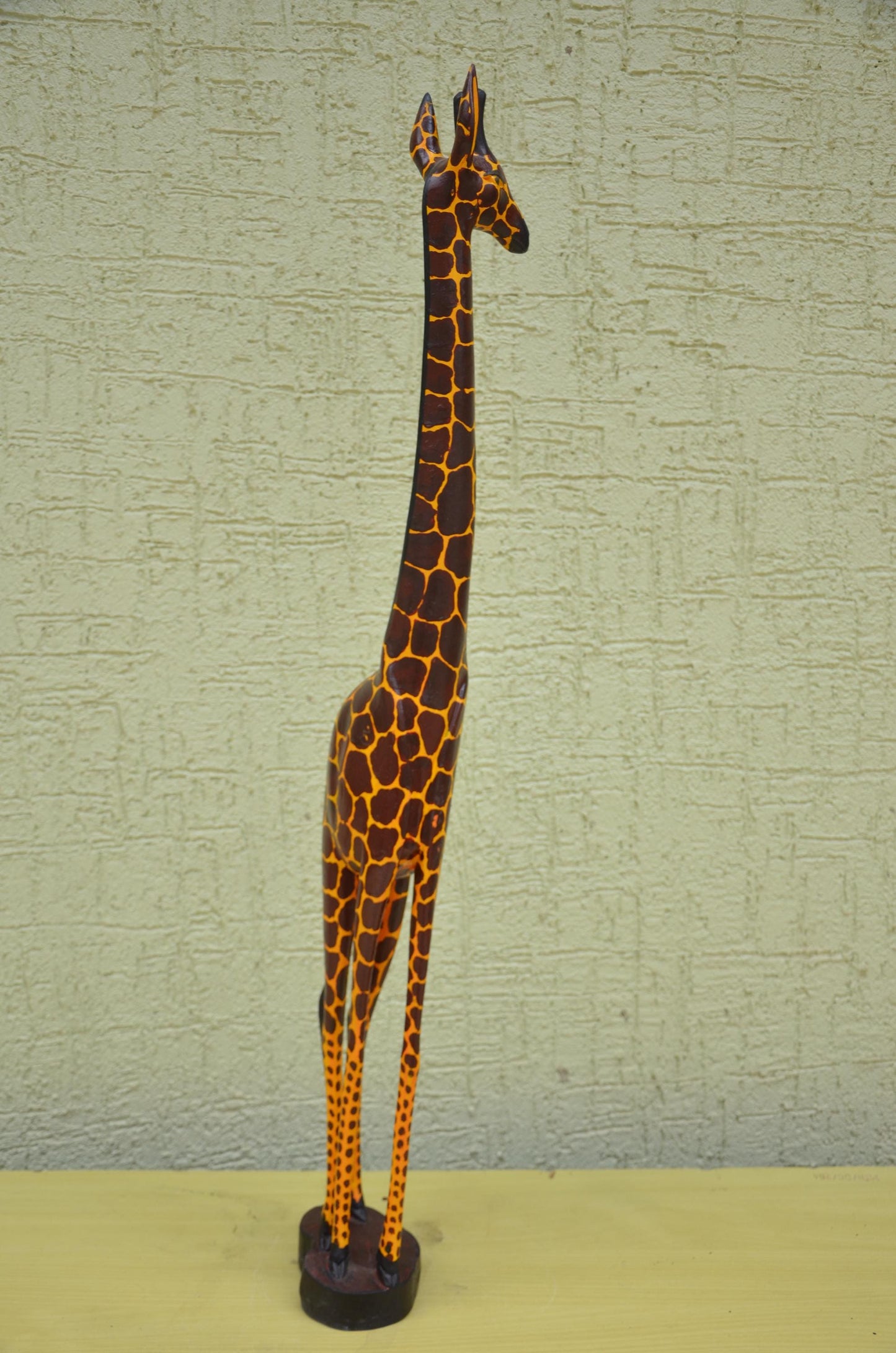 Hand-Painted African Wooden Giraffe Sculpture | Safari Art