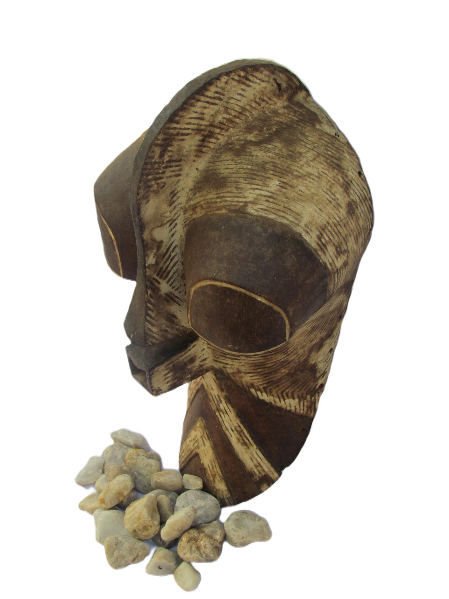 Authentic Songye Kifwebe Tribal Mask, Hand-Carved Congo African Face Mask, Bantu Art Wall Decor, Large Wooden Mask