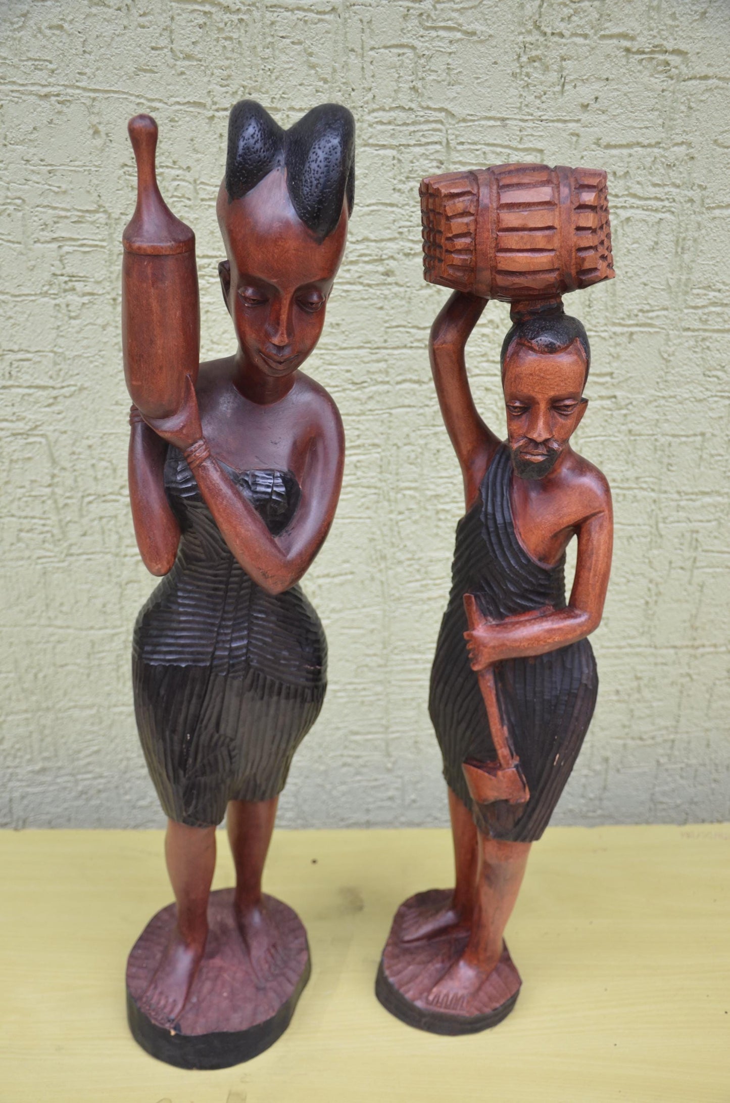 Pair of Hand-Carved African Community Statues | Tribal Art