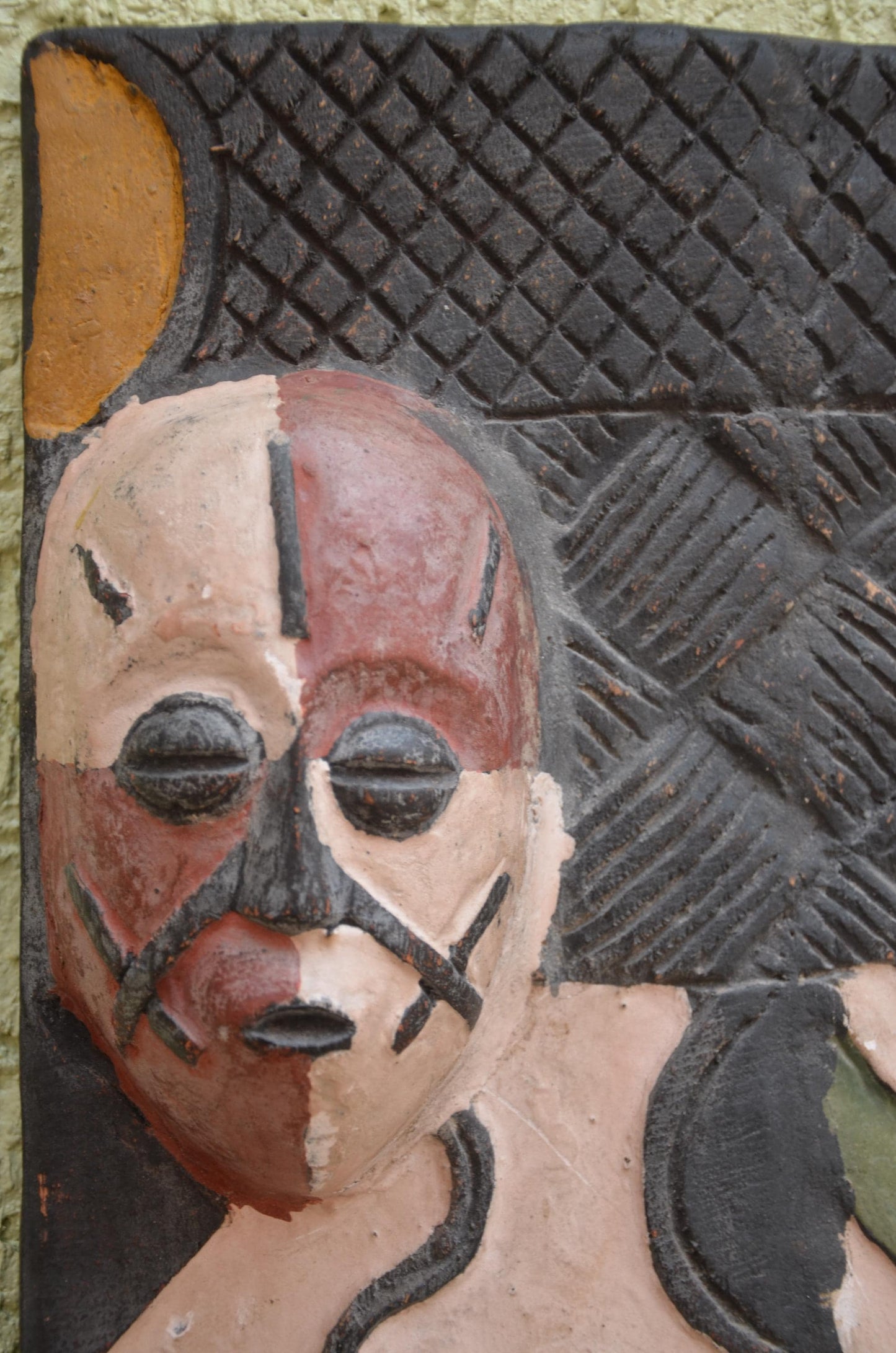 Authentic Large African Polychrome Mask Panel | Tribal Art