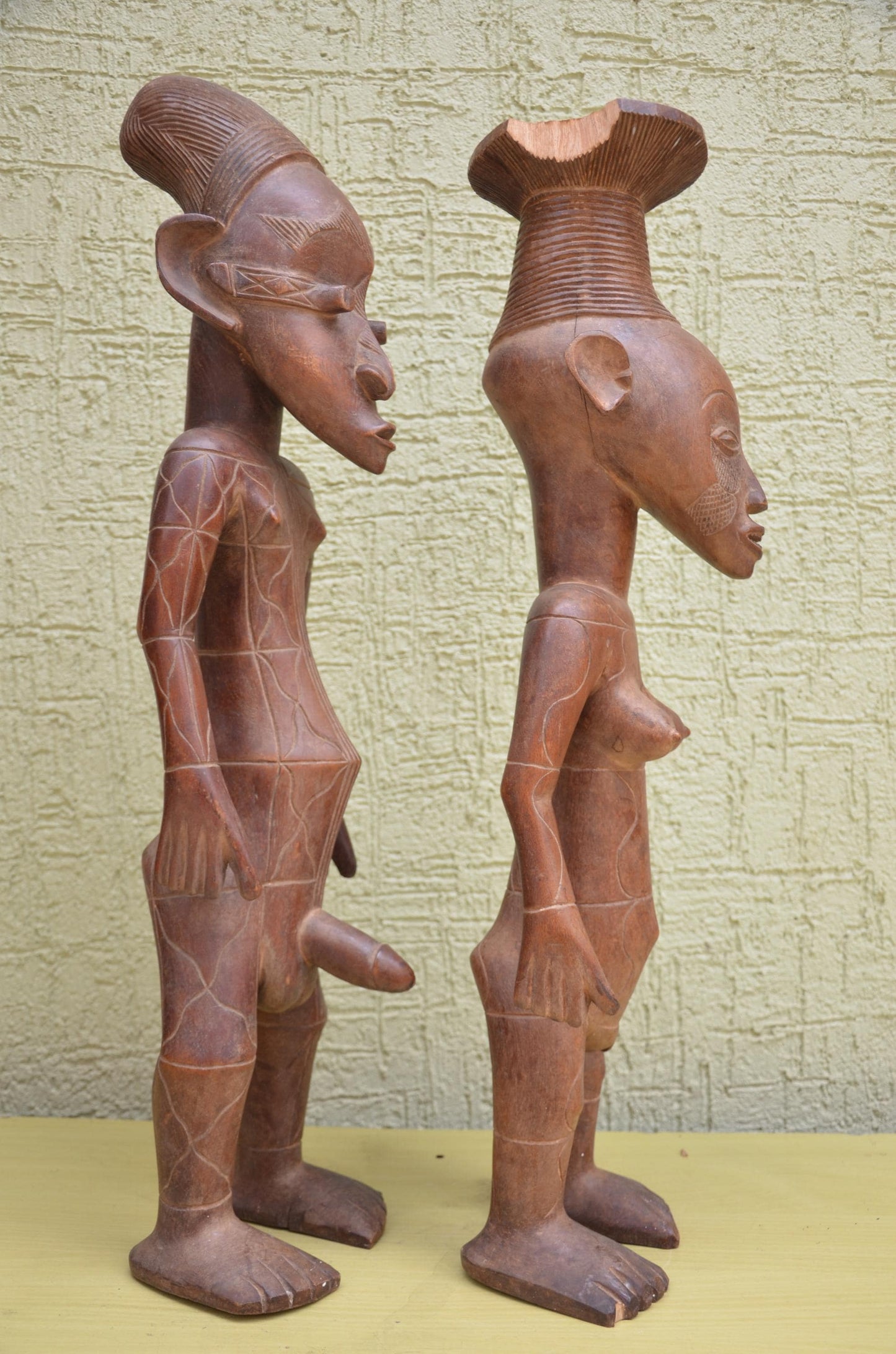 Tabwa Couple Wooden Sculpture | Congolese Tribal Art
