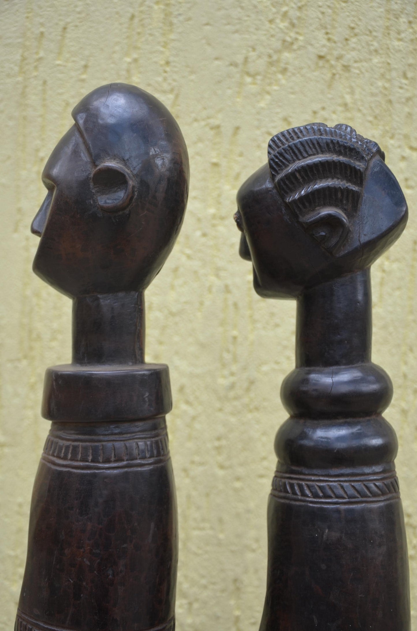 Authentic Lobi Bateba Figures - 20" Hand-Carved Wood Standing Ancestor Statues, Burkina Faso Tribal Art.
