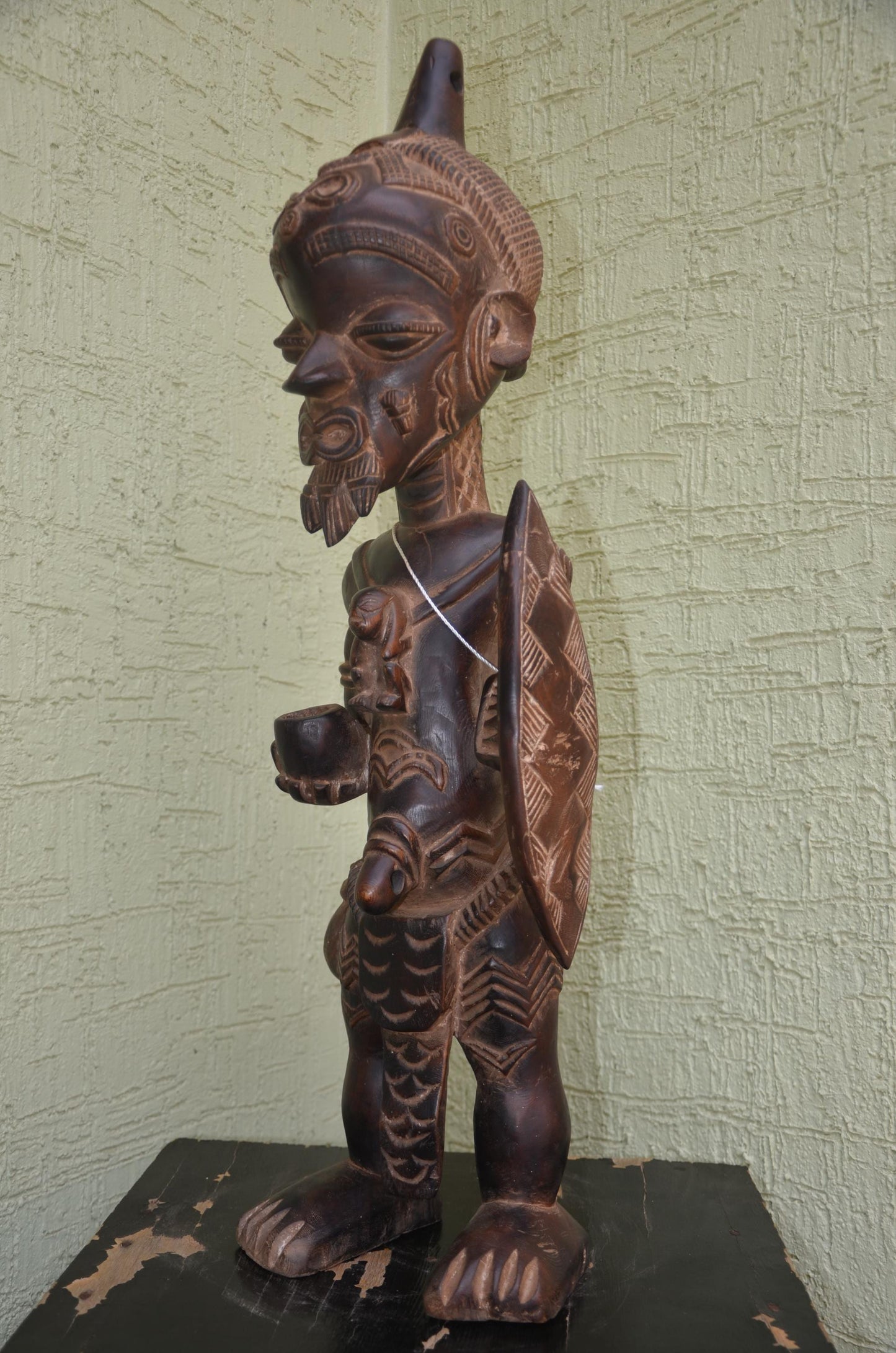 Bena Lulua War Chief â€“ 31" Hand-Carved Wood Ancestor Warrior â€“ Tribal Art.