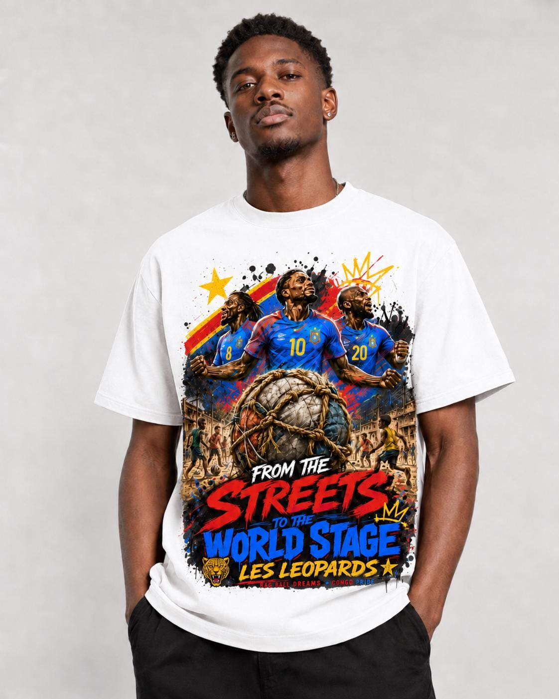 DRC Les Leopards T-Shirt, Congo Football Fan Shirt, From the Streets to the World Stage Tee, DRC Pride Shirt, Congo Soccer Tee