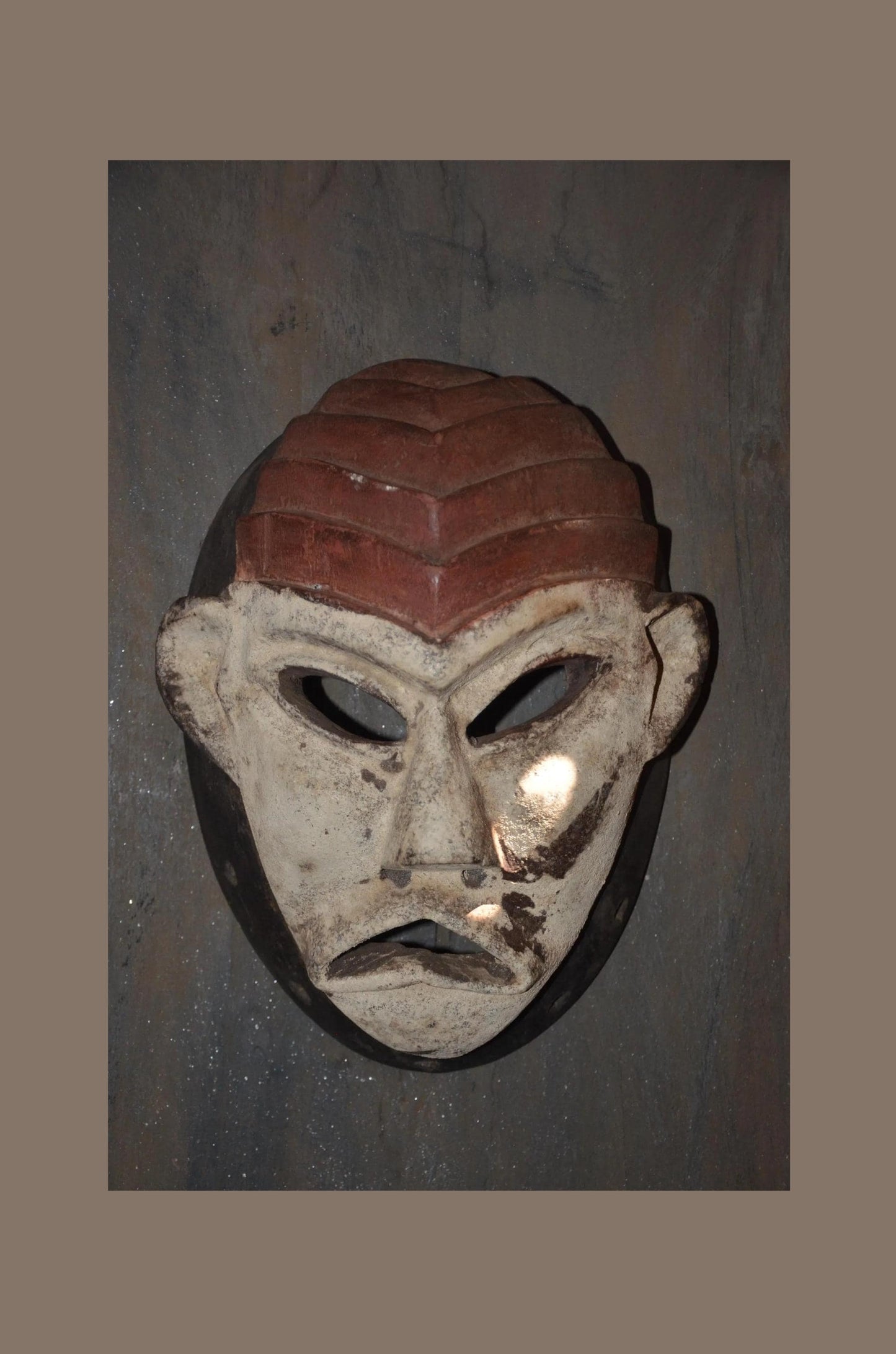 An Authentic Luba or Songye Kikashi Mask - 14" White Female Spirit Mask, Congo Kifwebe Wall Decor.