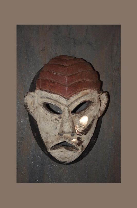 An Authentic Luba or Songye Kikashi Mask - 14" White Female Spirit Mask, Congo Kifwebe Wall Decor.