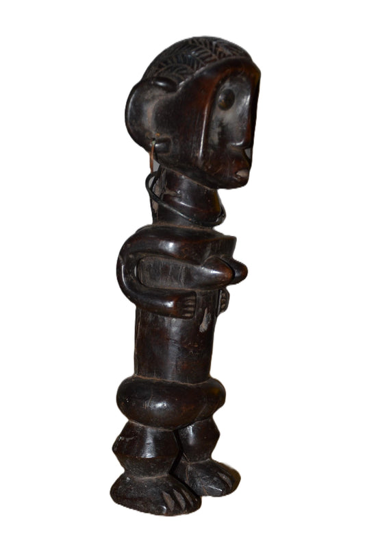 Authentic Ndekese Statue | Tribal Figure with Earrings | African Wood Art