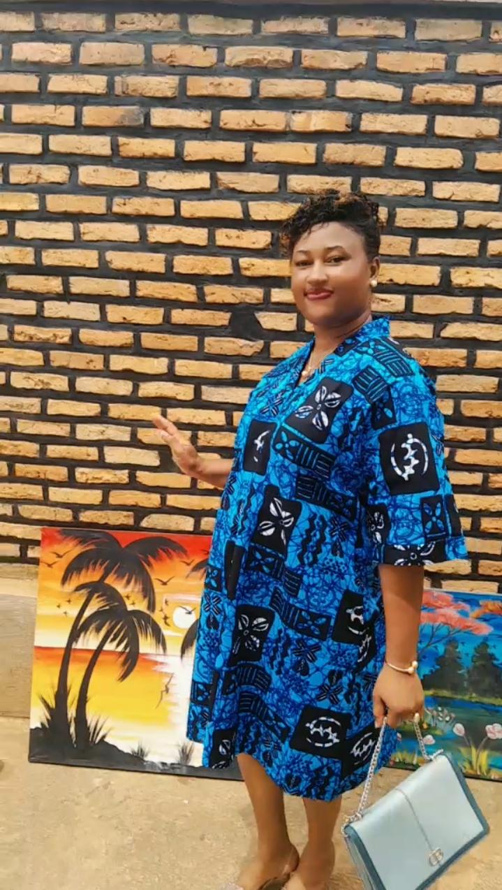 Ocean Breeze Short Dress | Blue Black Ankara Knee Length