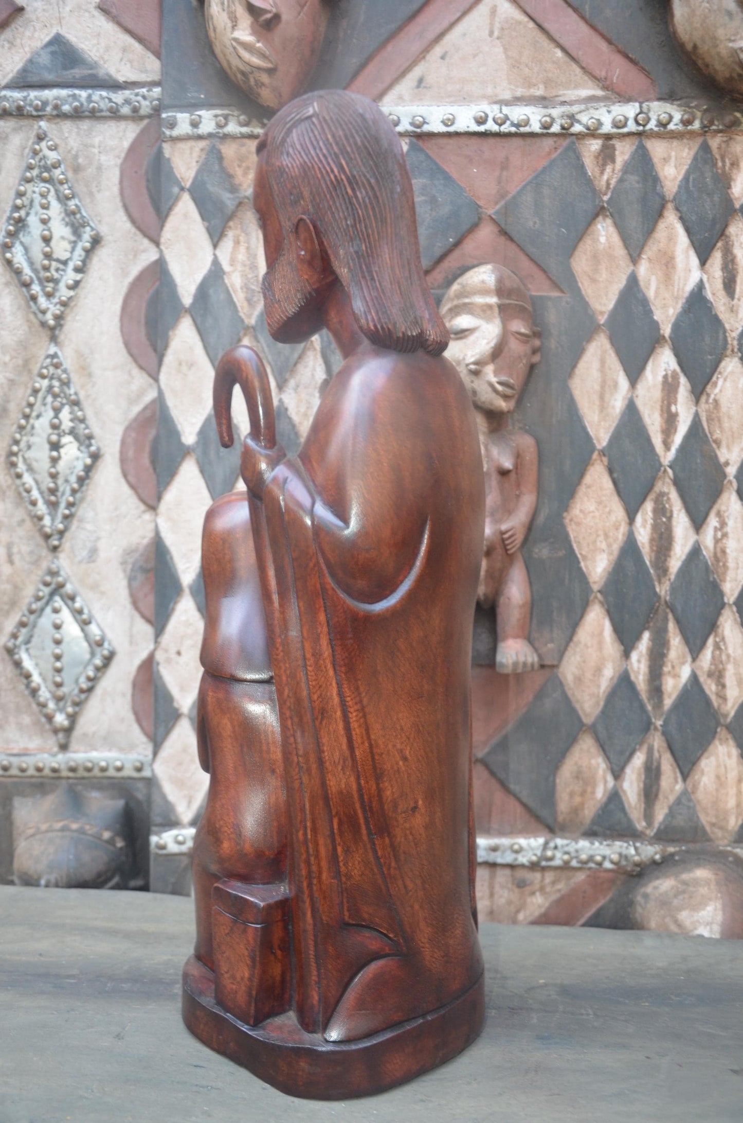 Hand-Carved African Holy Family Sculpture | Wooden Religious Art