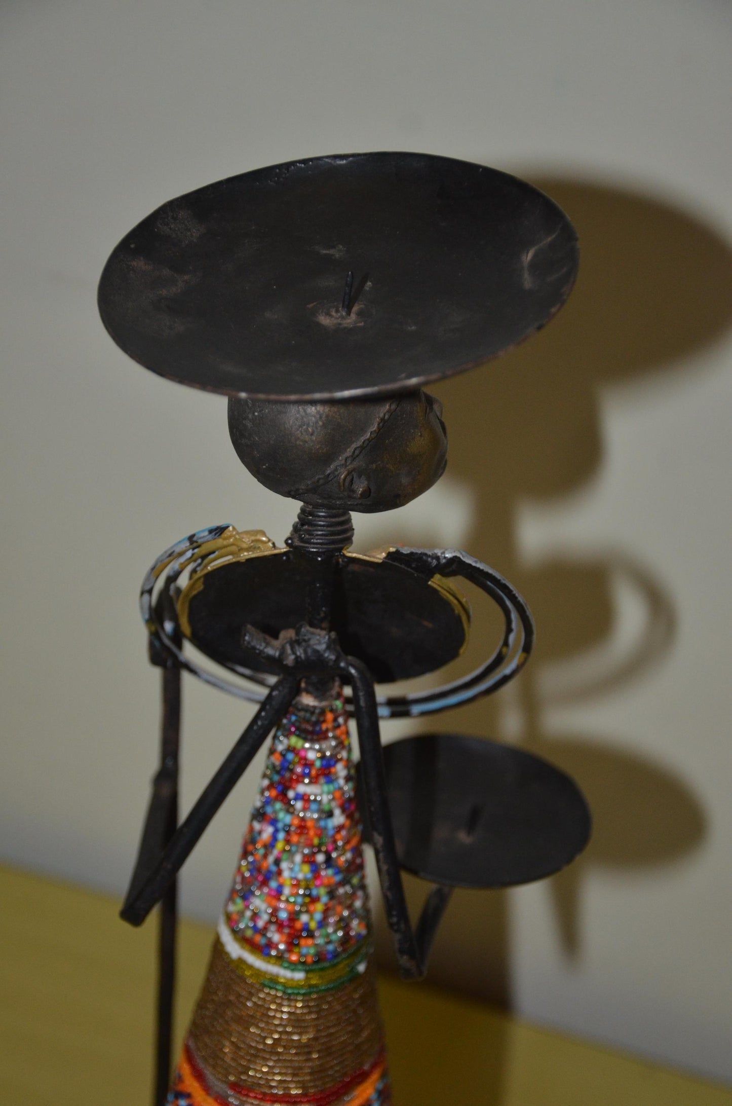 Decorative African Beaded Maasai Candle Holder Statue | Artisan Metal Wire Art
