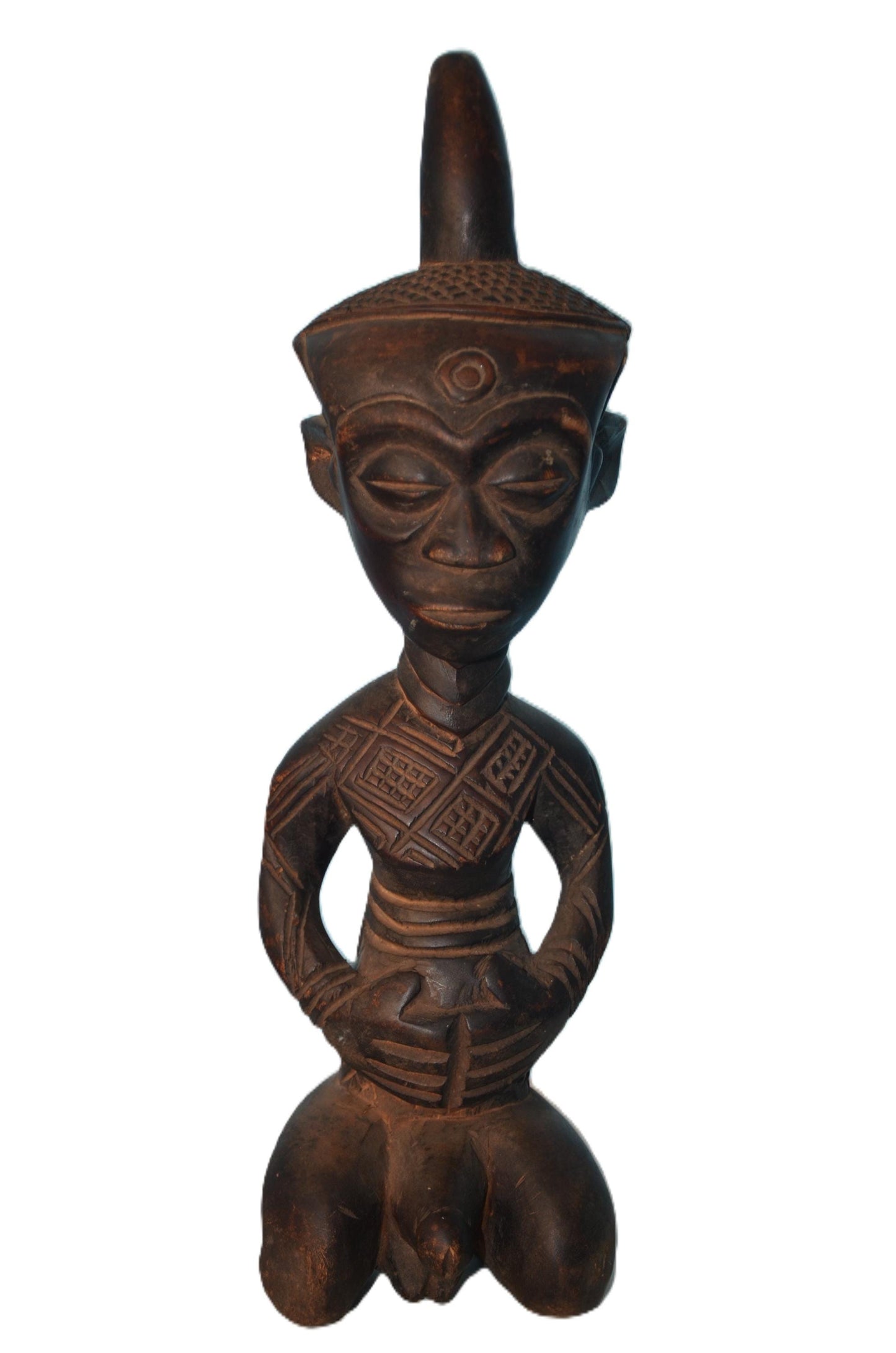 Vintage Ndengese Congo Wood Statue, Hand Carved African Tribal Ancestor Figure, DRC Folk Art