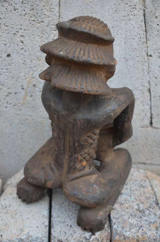 Authentic Luba Bowl Bearer Statue | Congolese Tribal Art | Hand-Carved