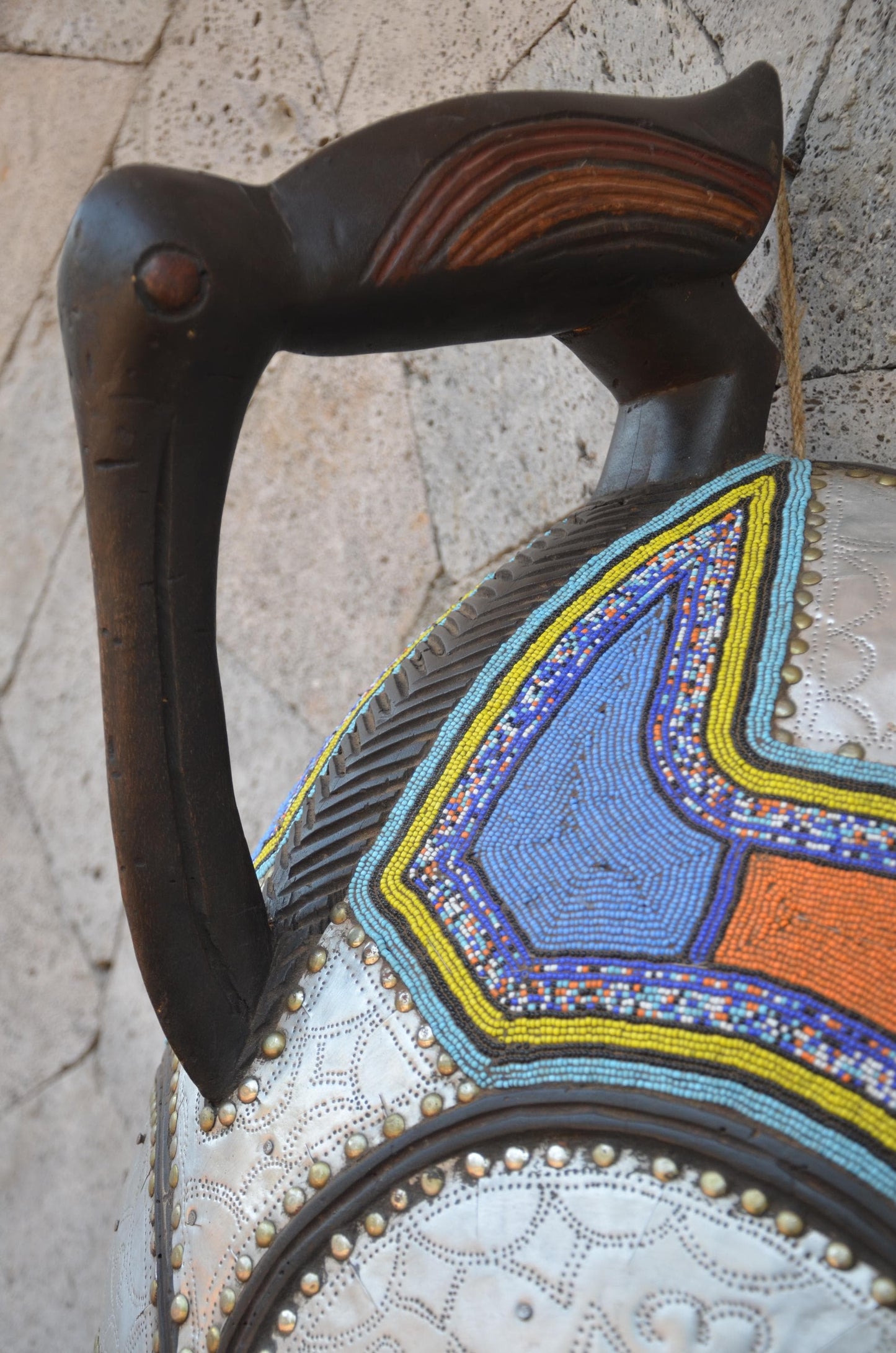 Marka-Styled Ghanaian Mask | Large Decorative Metal-Clad Art