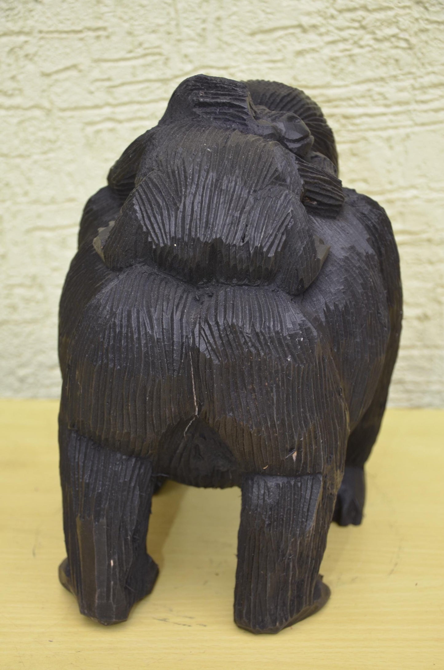 Hand-Carved Wooden Gorilla Maternity Sculpture | Wildlife Family Art Figurine