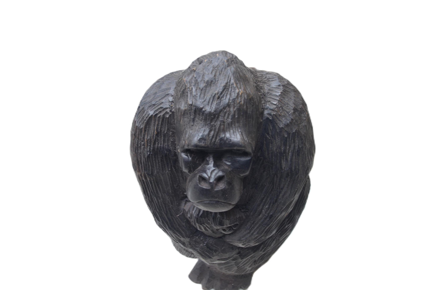 Hand Carved Wooden Gorilla Statue with Baby, Primate Mother and Child Sculpture