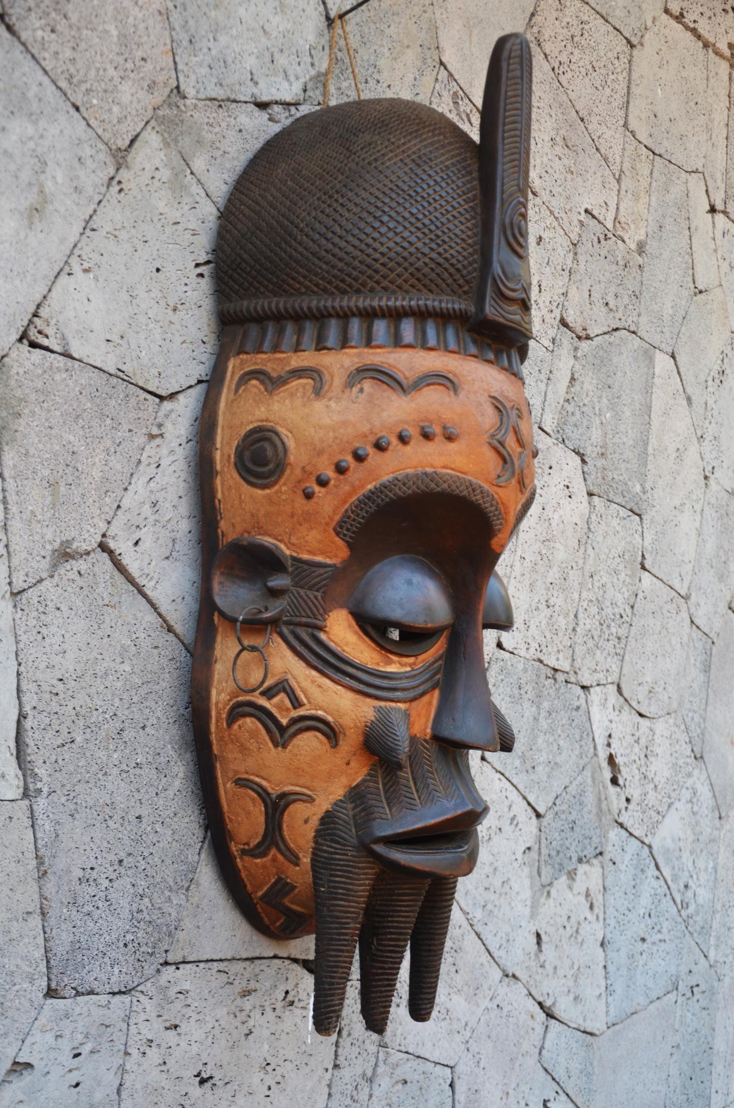 Authentic Lulua Helmet Mask | Congolese Tribal Art | Monumental