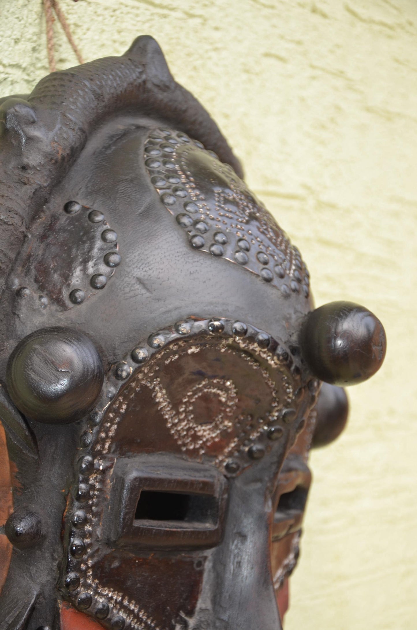 Marka Tribal Mask | Authentic Mali Wooden Wall Sculpture | West African Metal-Covered Art | Handcrafted Ethnic Decor