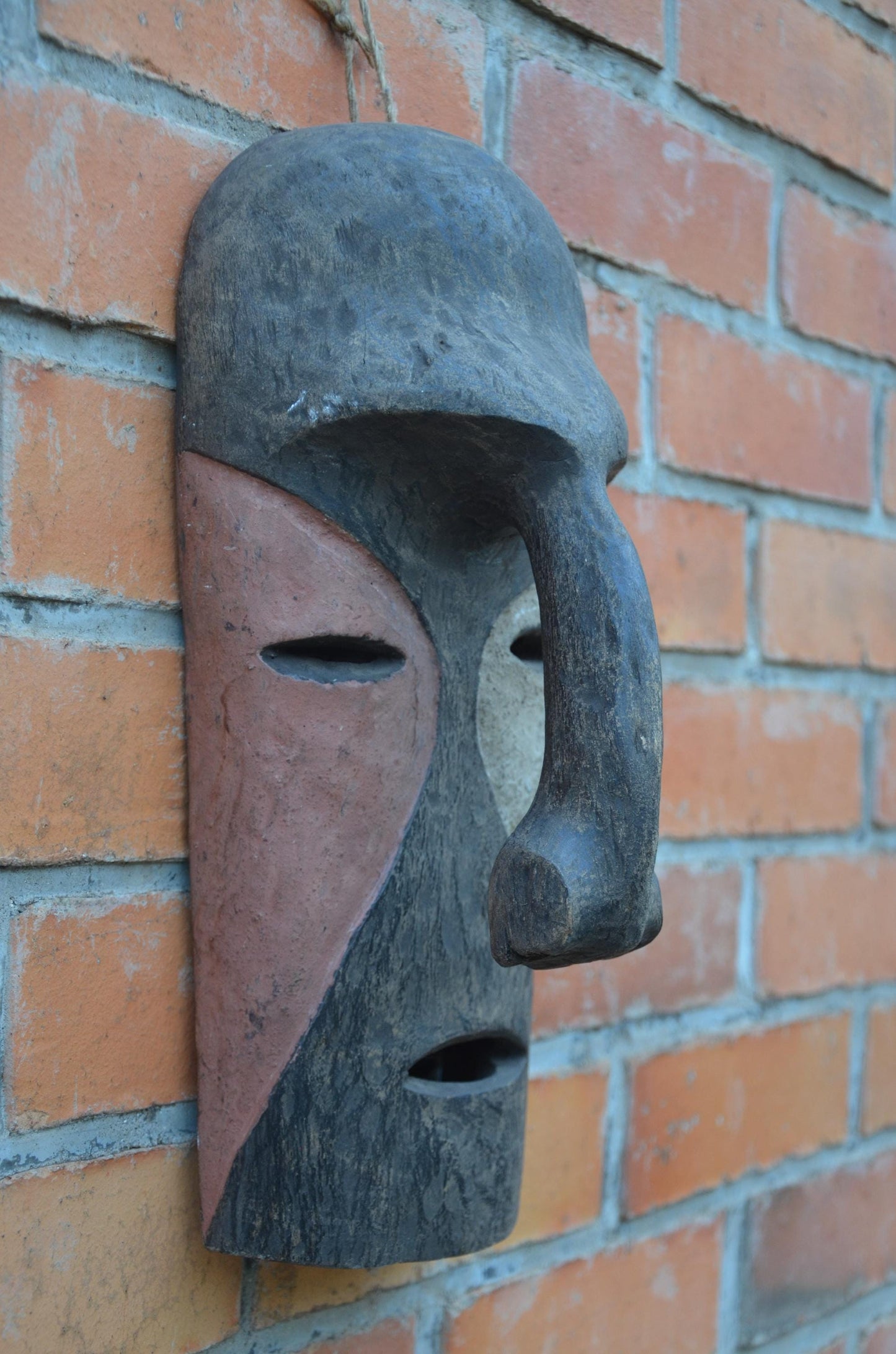 Pende Tribal Mask | Hand-Carved DRC Wooden Wall Art, Ethnic Initiation Carving