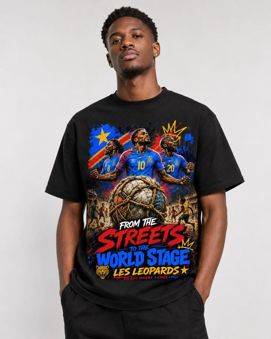DRC Les Leopards T-Shirt, Congo Football Fan Shirt, From the Streets to the World Stage Tee, DRC Pride Shirt, Congo Soccer Tee