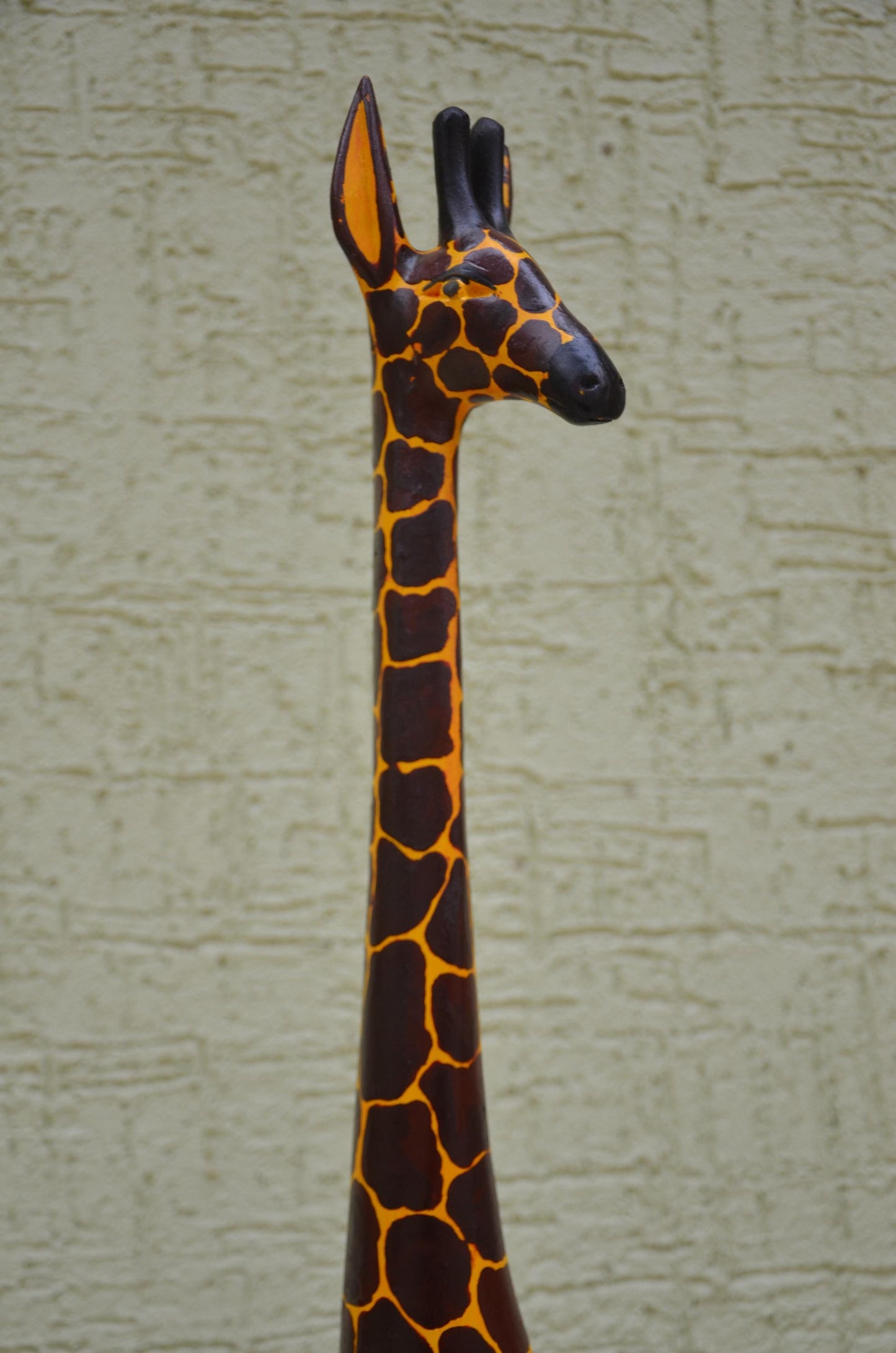 Hand-Painted African Wooden Giraffe Sculpture | Safari Art