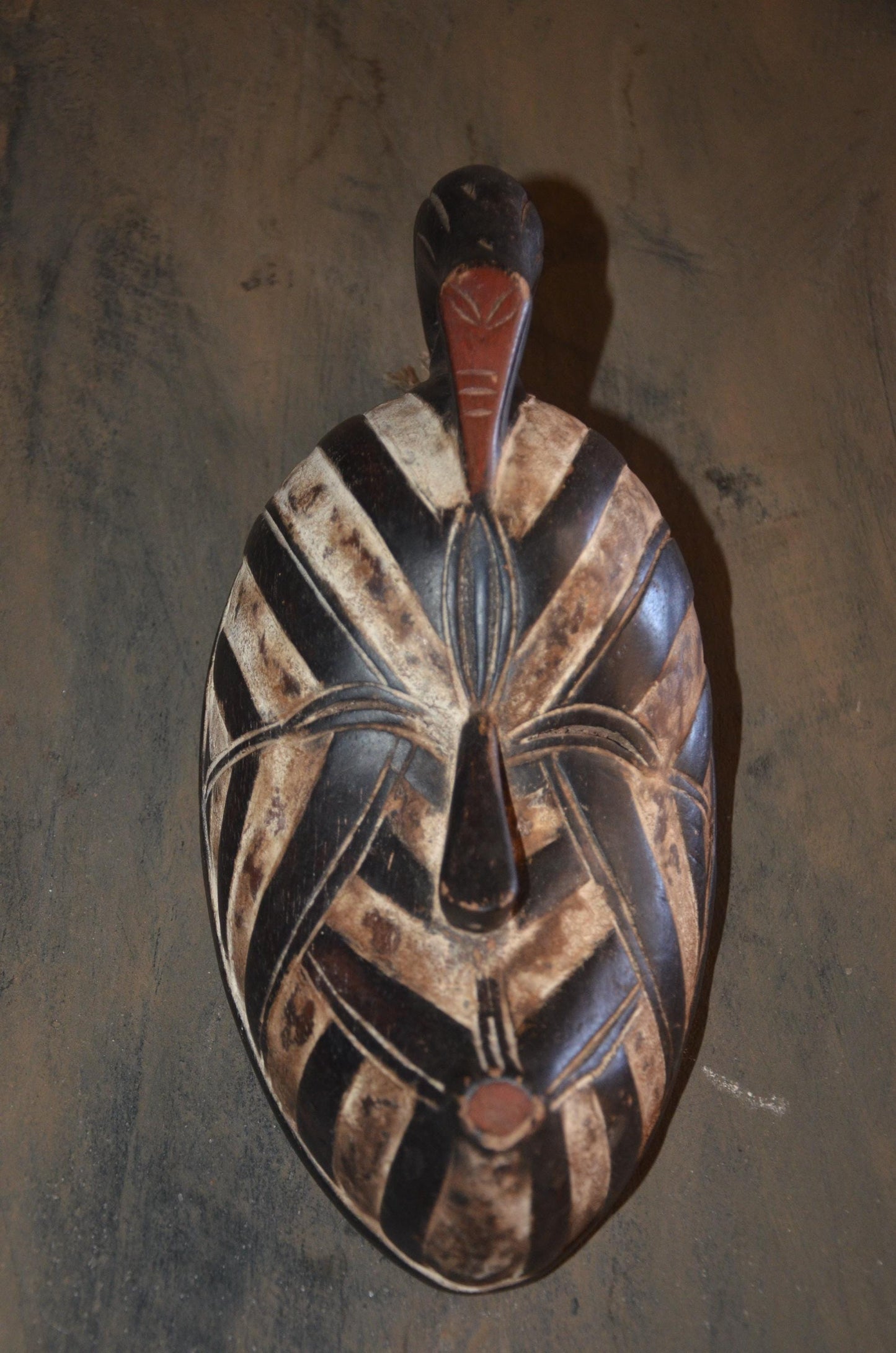 Songye Kifwebe Bird Mask – 13" Hand-Carved Wood Congo Art – Wall Decor