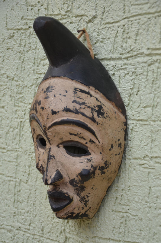 Lega Tribal Mask | Authentic DRC Hand-Carved Wooden Wall Art, Ethnic Decor