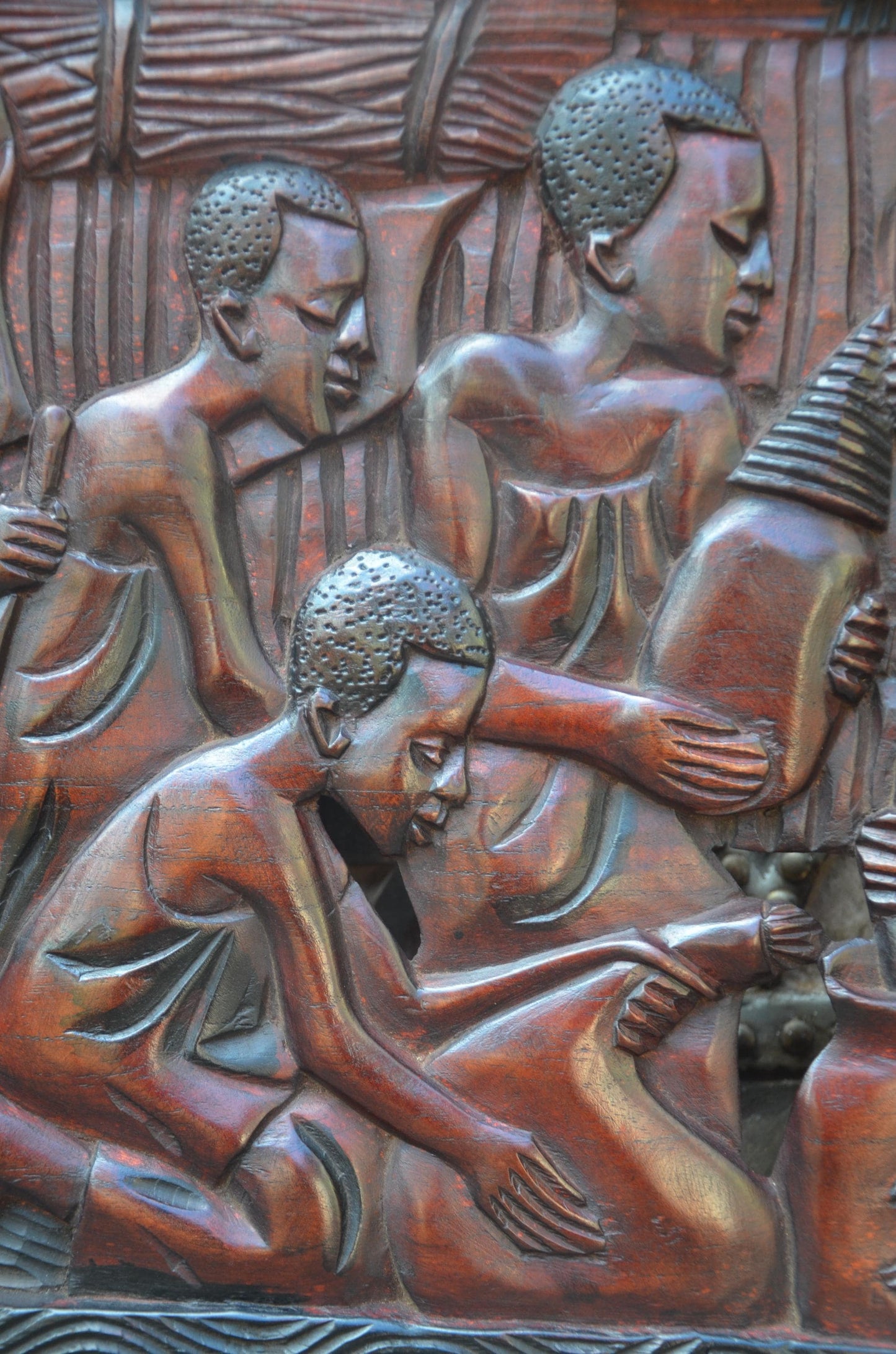 African Community Celebration Wall Plaque | Large Hand-Carved Wooden Relief Art | Village Gathering Wall Decor | Ethnic Sculptural Panel