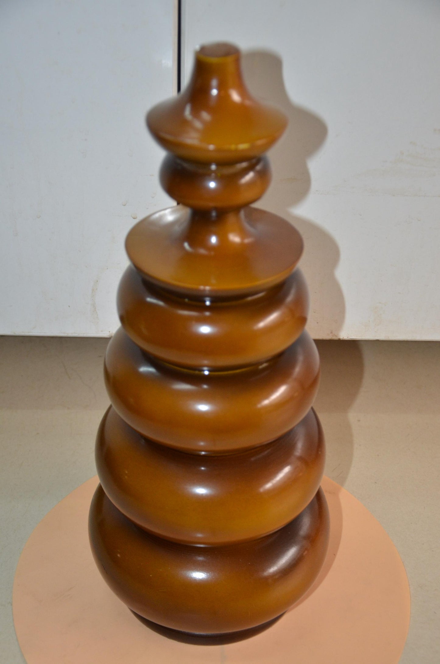 Authentic Venini Deco Glass Vase | Murano Italy Amber Topaz Fluted Vessel