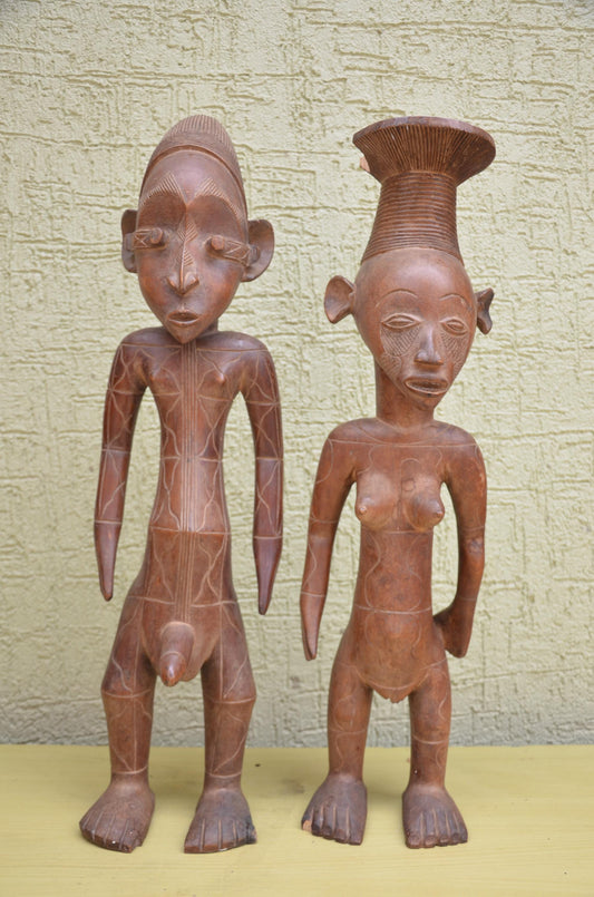 Tabwa Couple Wooden Sculpture | Congolese Tribal Art