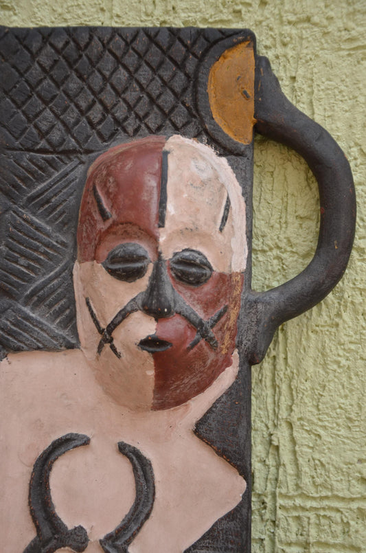 Authentic Large African Polychrome Mask Panel | Tribal Art